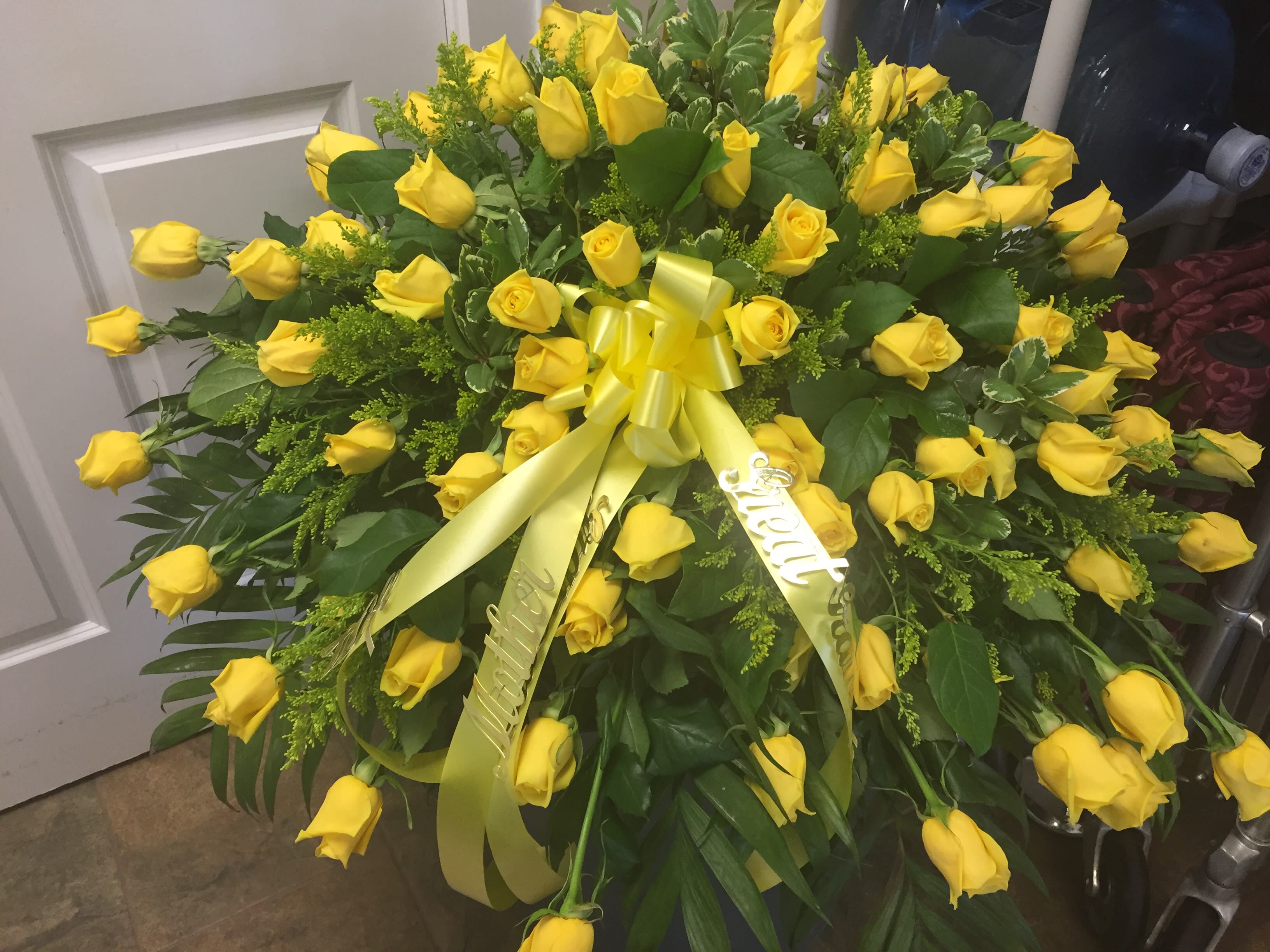 Casket Spray Solid Yellow in PARSIPPANY, NJ Landmark Florist