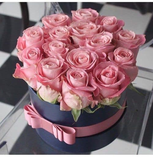 ROUND box of roses by JustAddWater arrangement bar