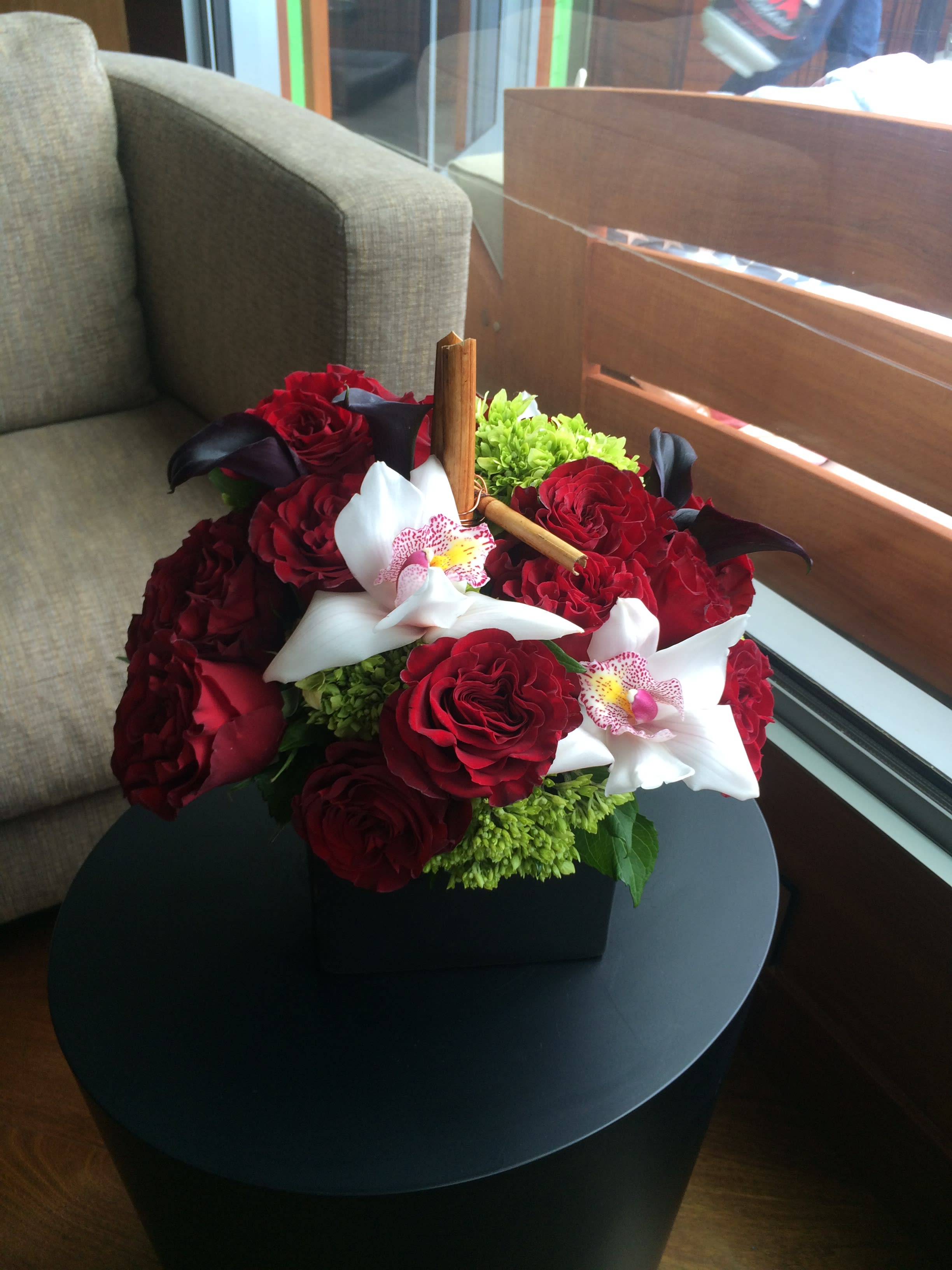 Red Roses and white orchids in Westlake Village, CA Westlake Village Garden Florist