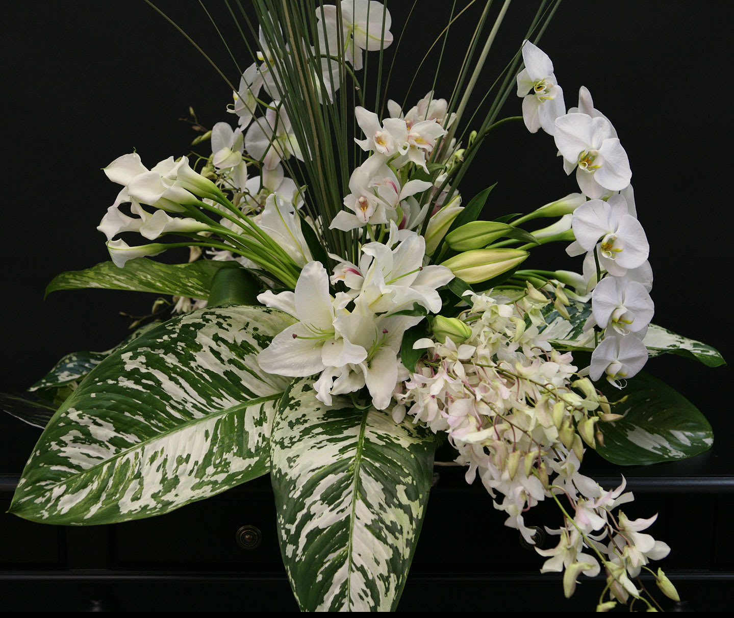 Elegant White Lily and Orchid Spray in Pasadena, CA Jacob Maarse Florists