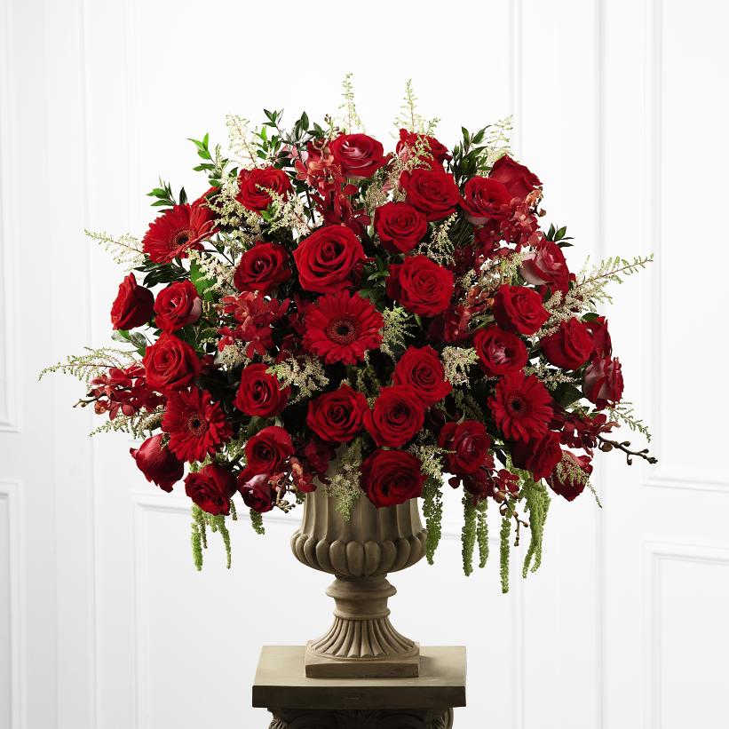 Red Rose And Orchid Altar Arrangement Urn In Hampton Falls Nh