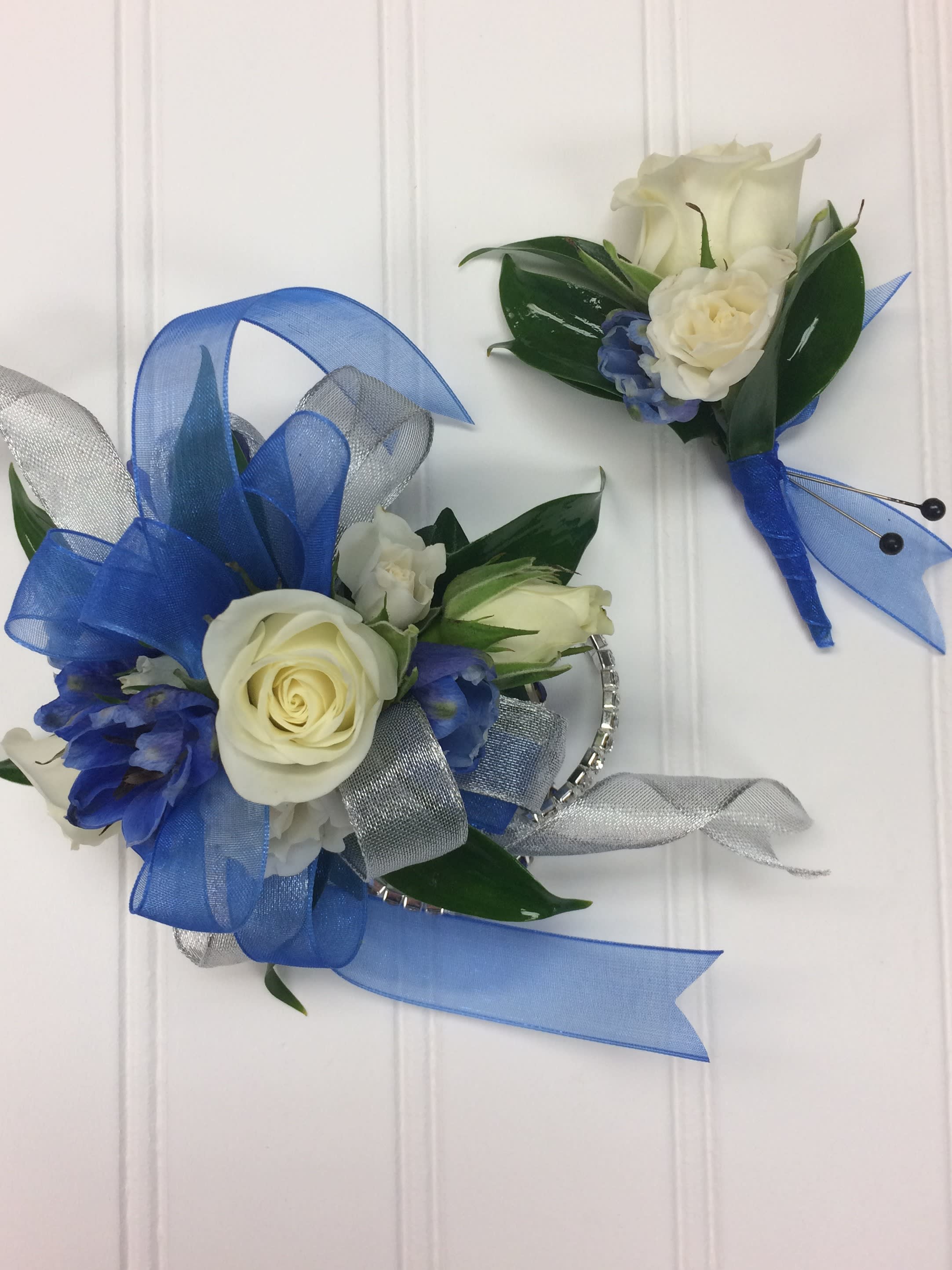 Royal Blue Corsage & Boutonniere in West St. Paul, MN | A Precious ...