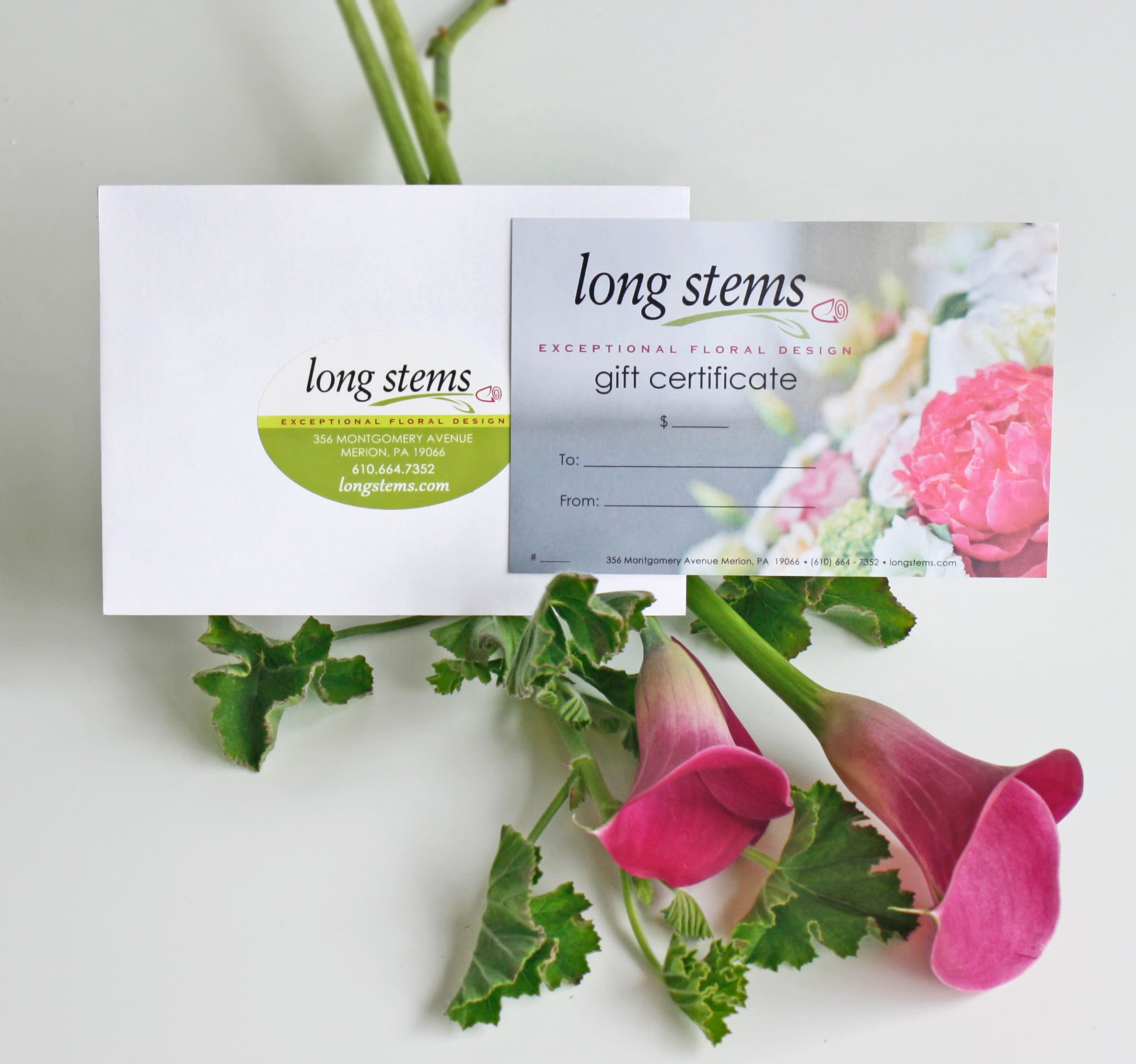 Gift Certificate 25 75 By Long Stems
