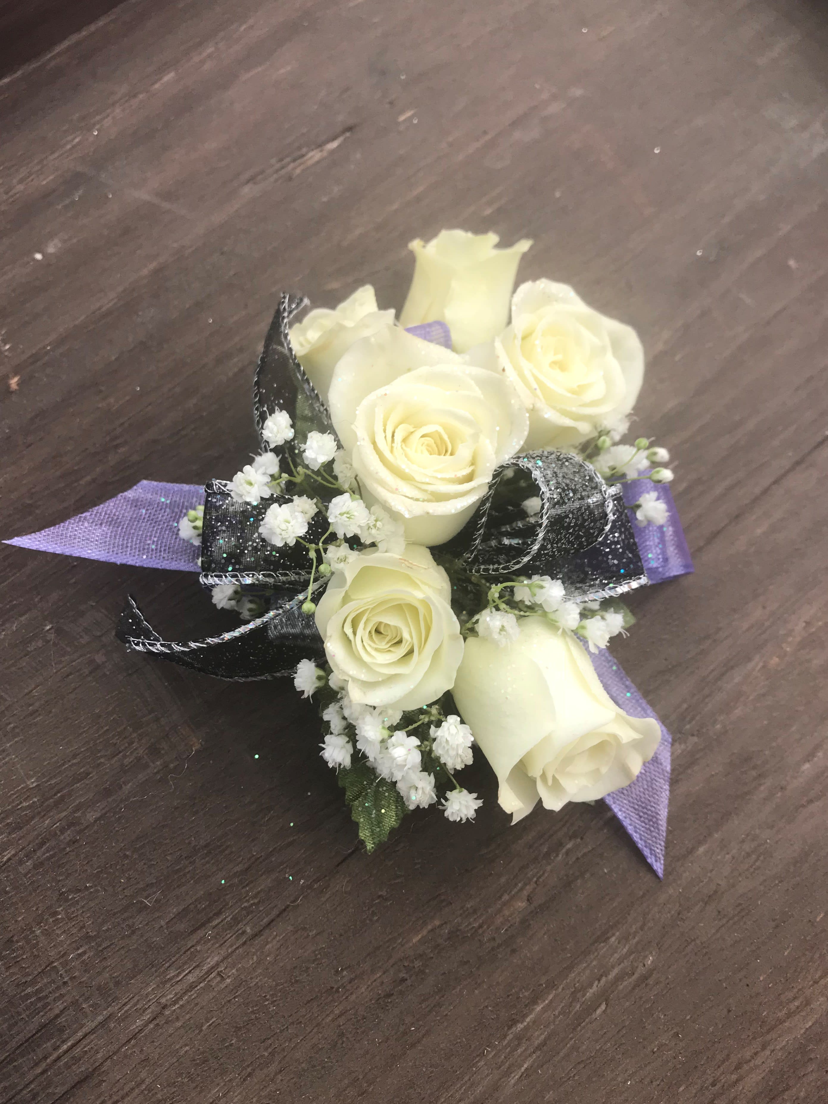 2 Ribbon White Spray Corsage in Voorhees, NJ Green Lea