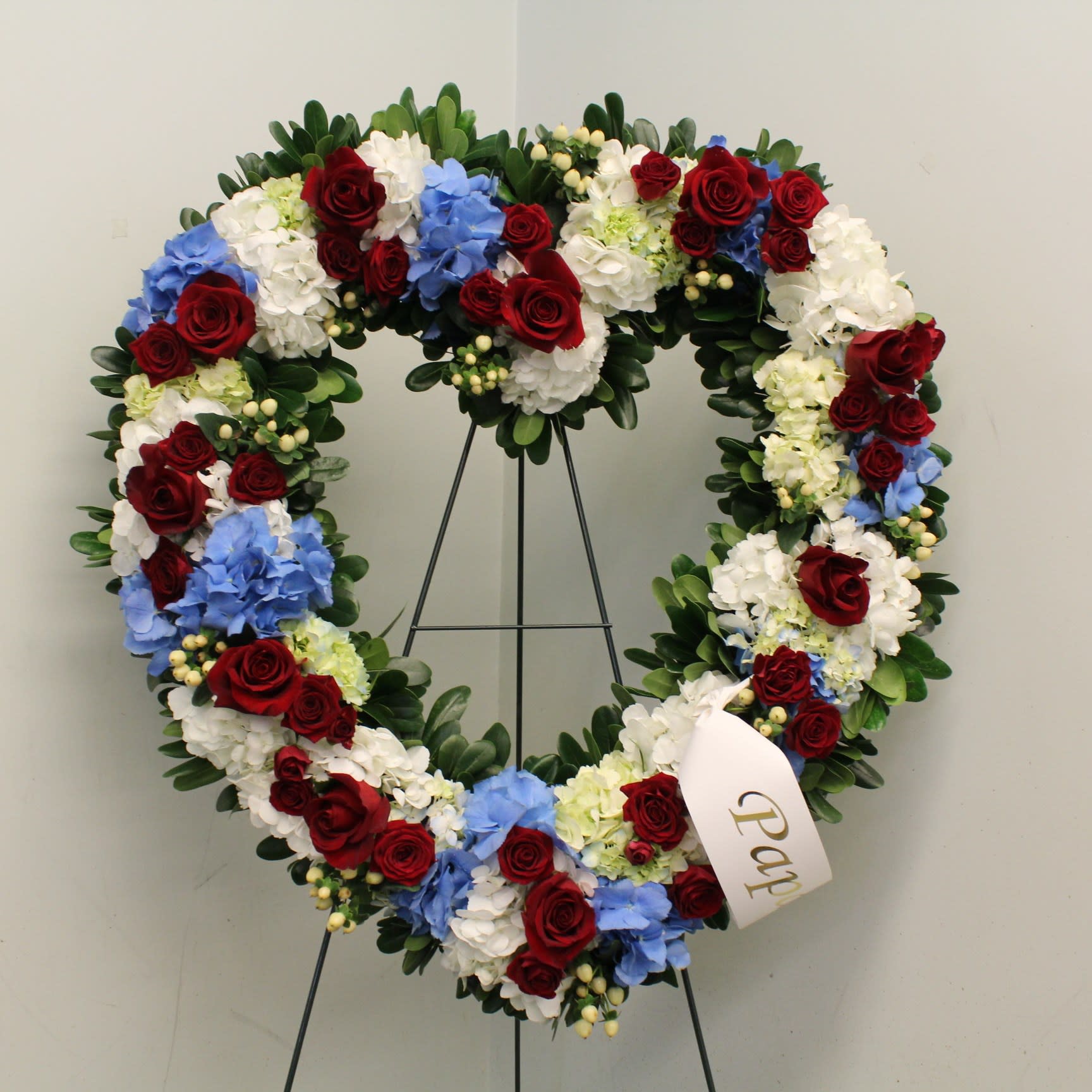 Evans Red White Blue Open Funeral Heart In Peabody Ma Evans Flowers