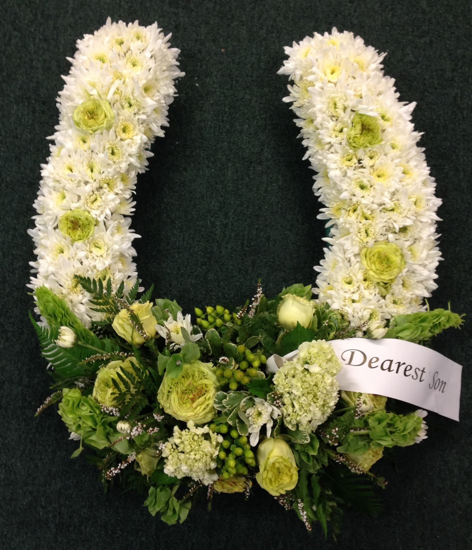 Evans Custom Horseshoe Funeral Arrangement in Peabody, MA