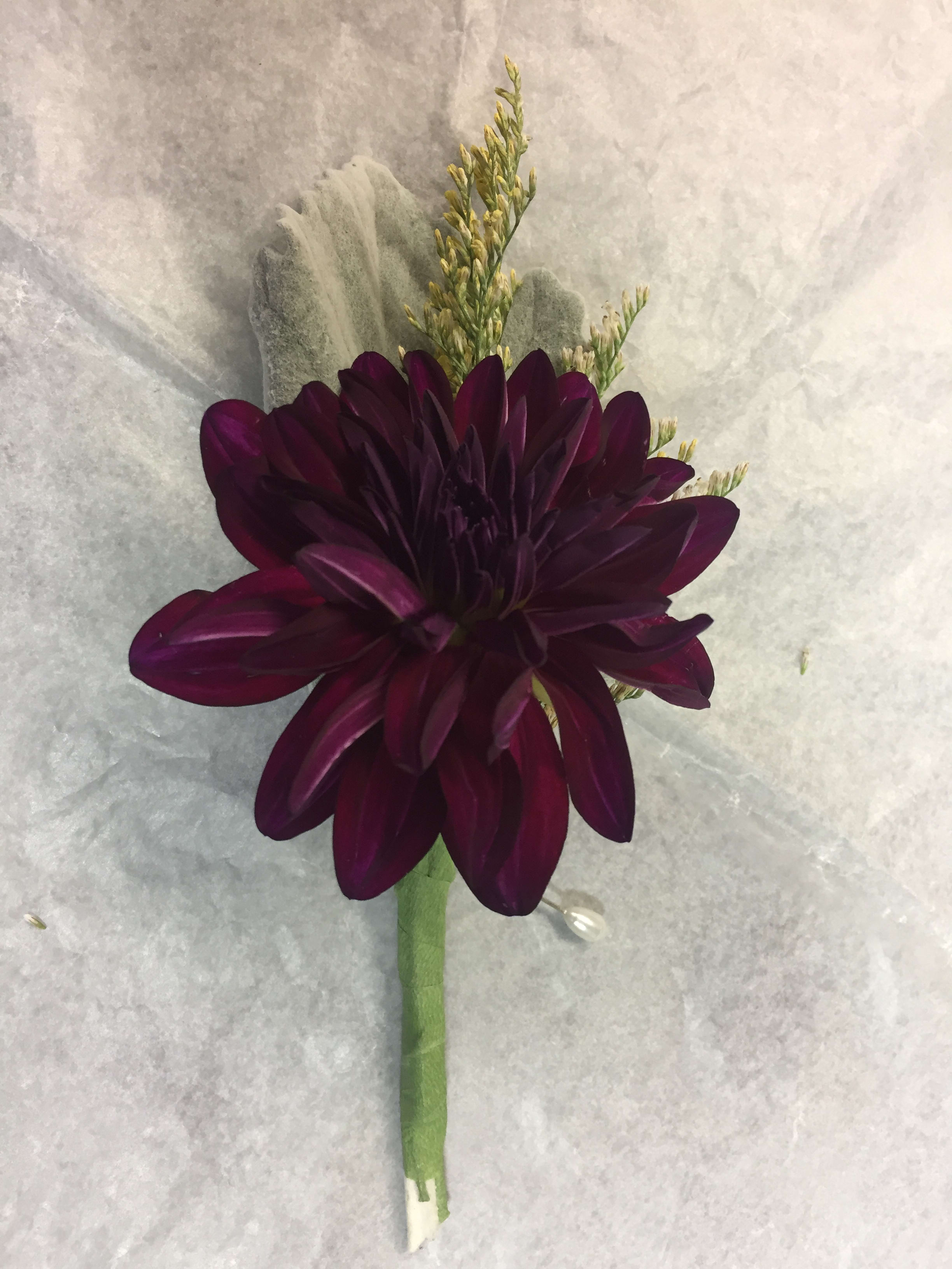 Dahlia Boutonniere in San Jose, CA Valley Florist