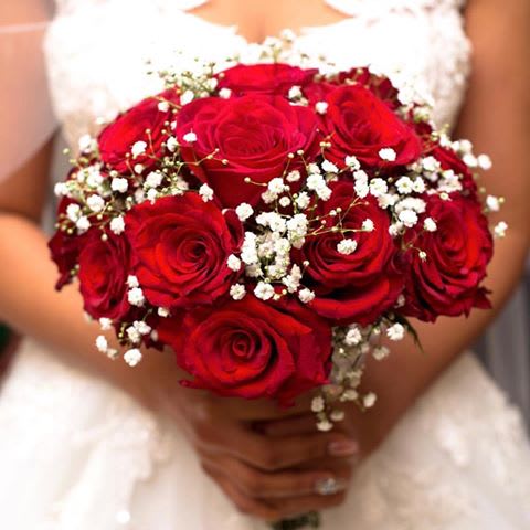 Red roses and Baby's Breath Bridal Bouquet in Las Vegas ...