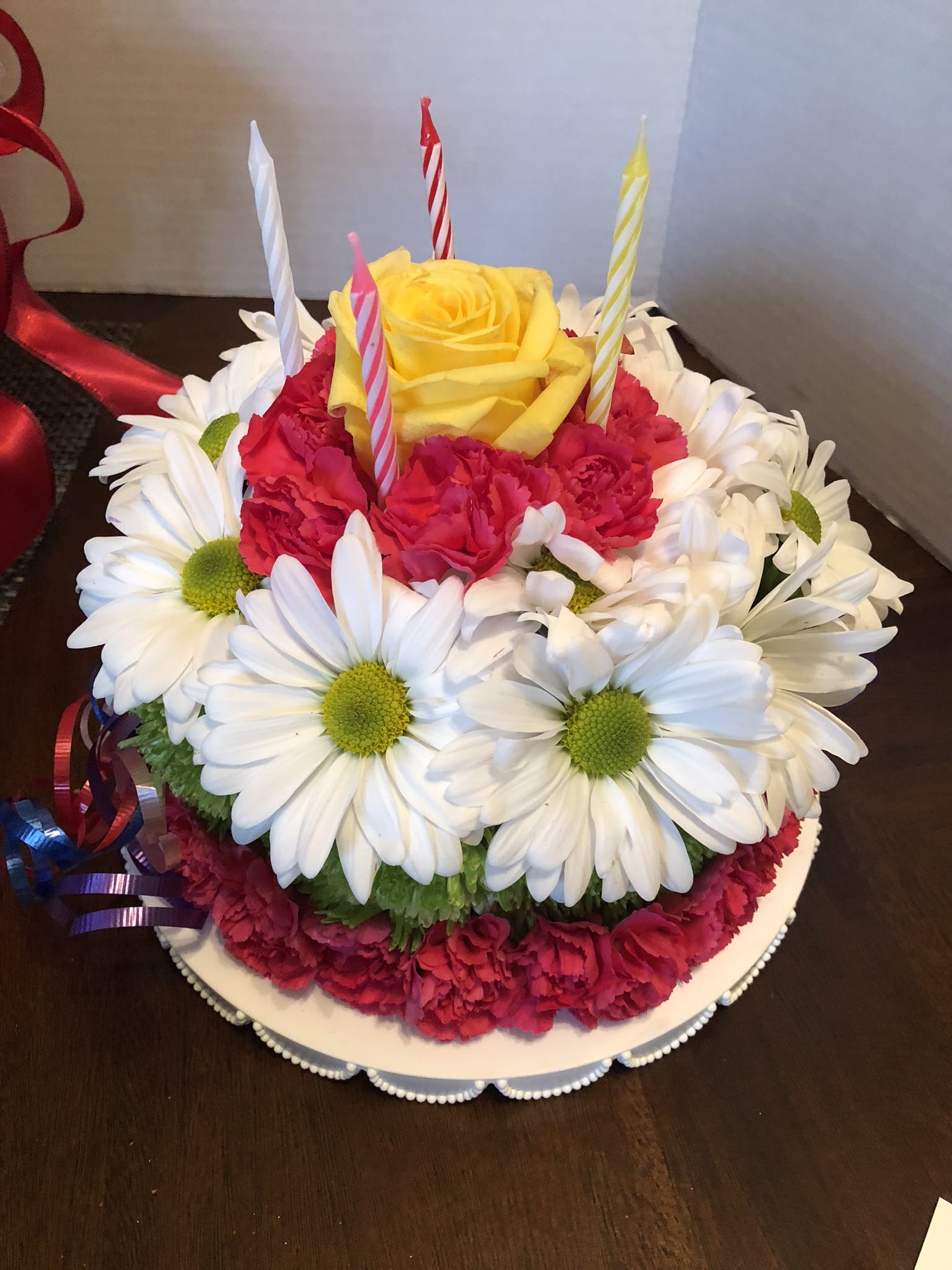 Birthday Cake And Flowers Candles - Wiki Cakes