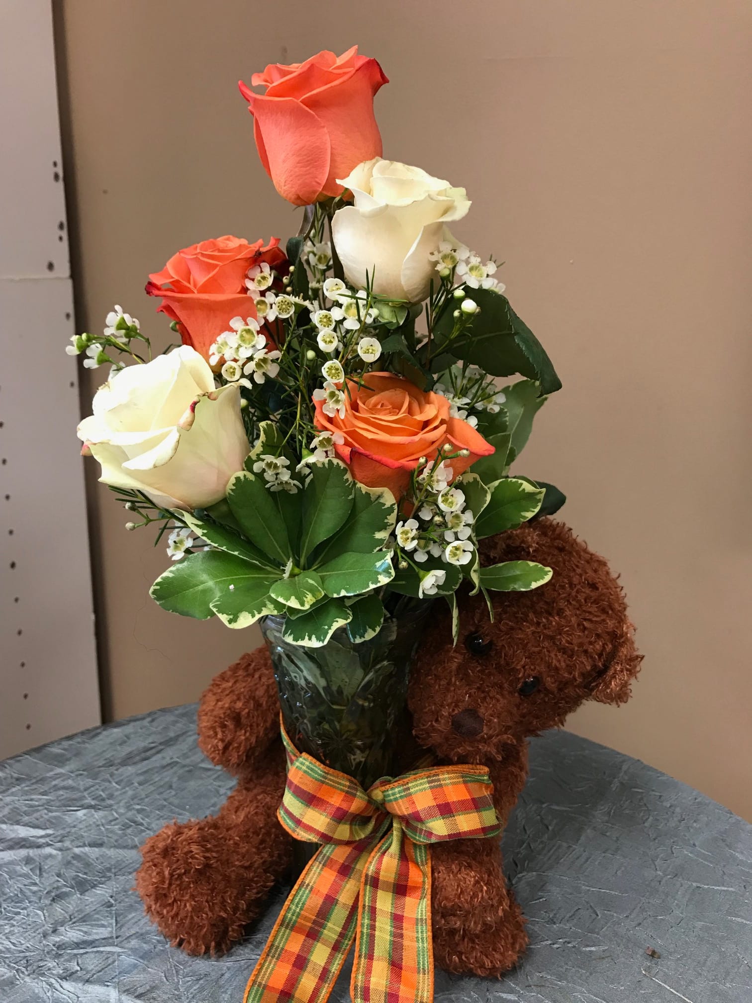 flowers with teddy