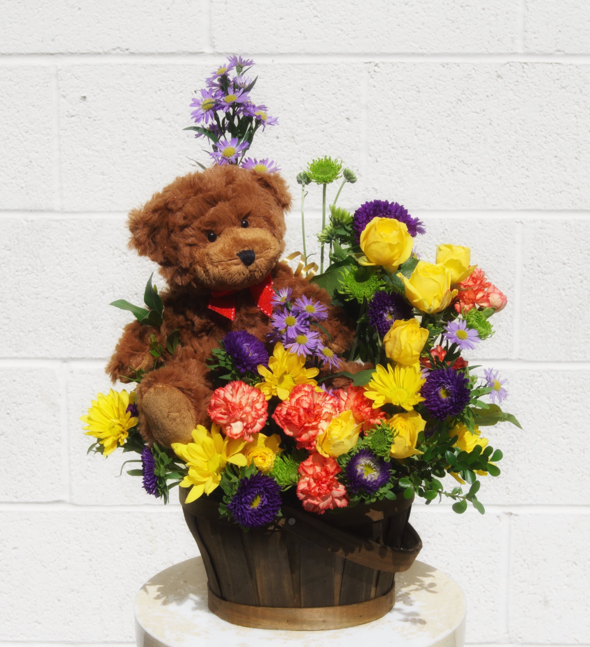 flower and teddy bear