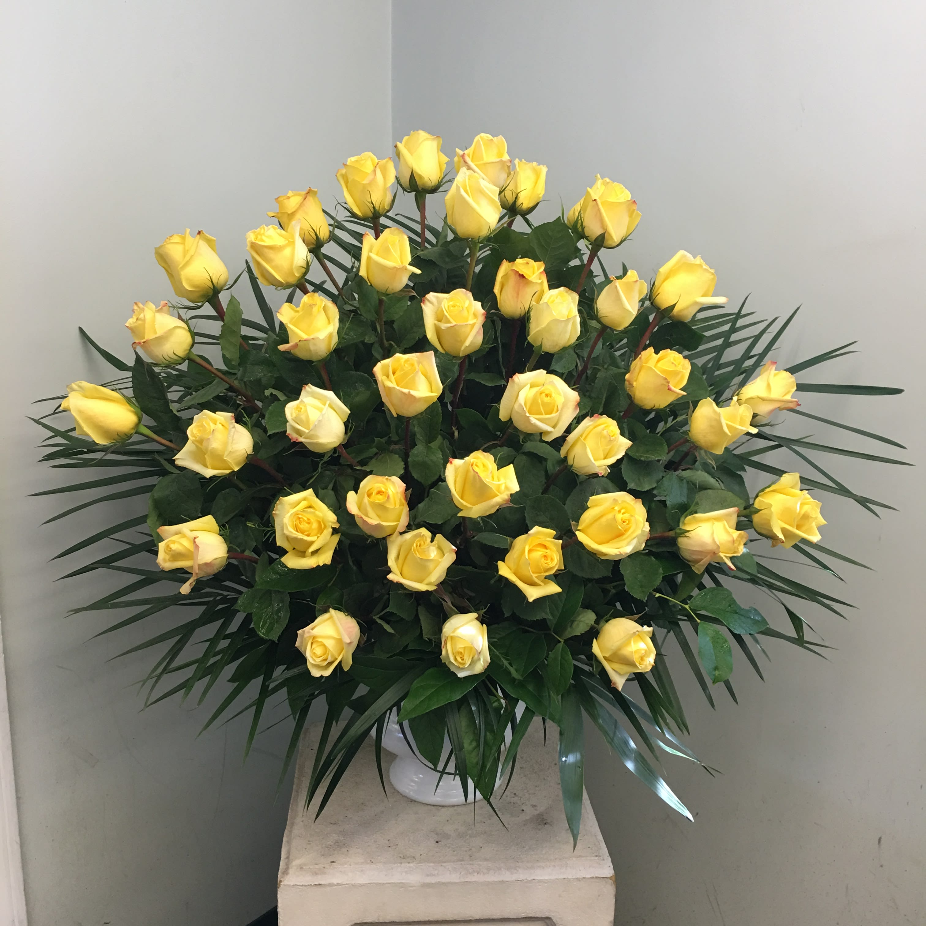 Evans Yellow Rose Funeral Urn in Peabody, MA Evans Flowers