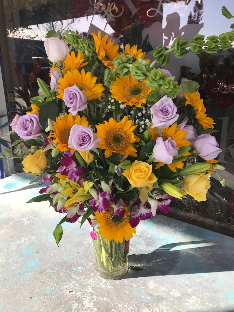 Sunflowers Roses Lilies And Orchids By Flowers By Voytek