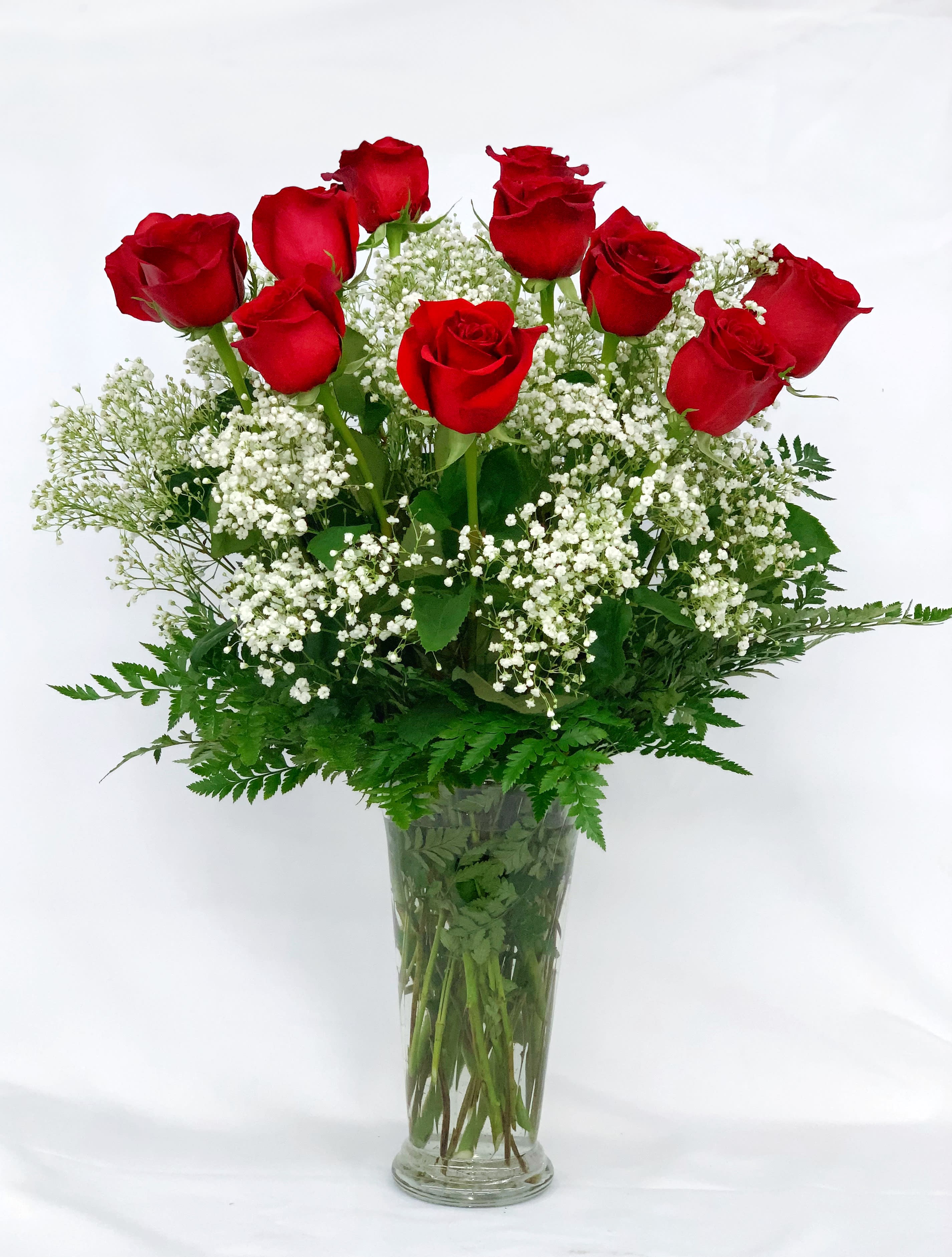 A Dozen Long Stem Red Roses By Springdale Florist Garden