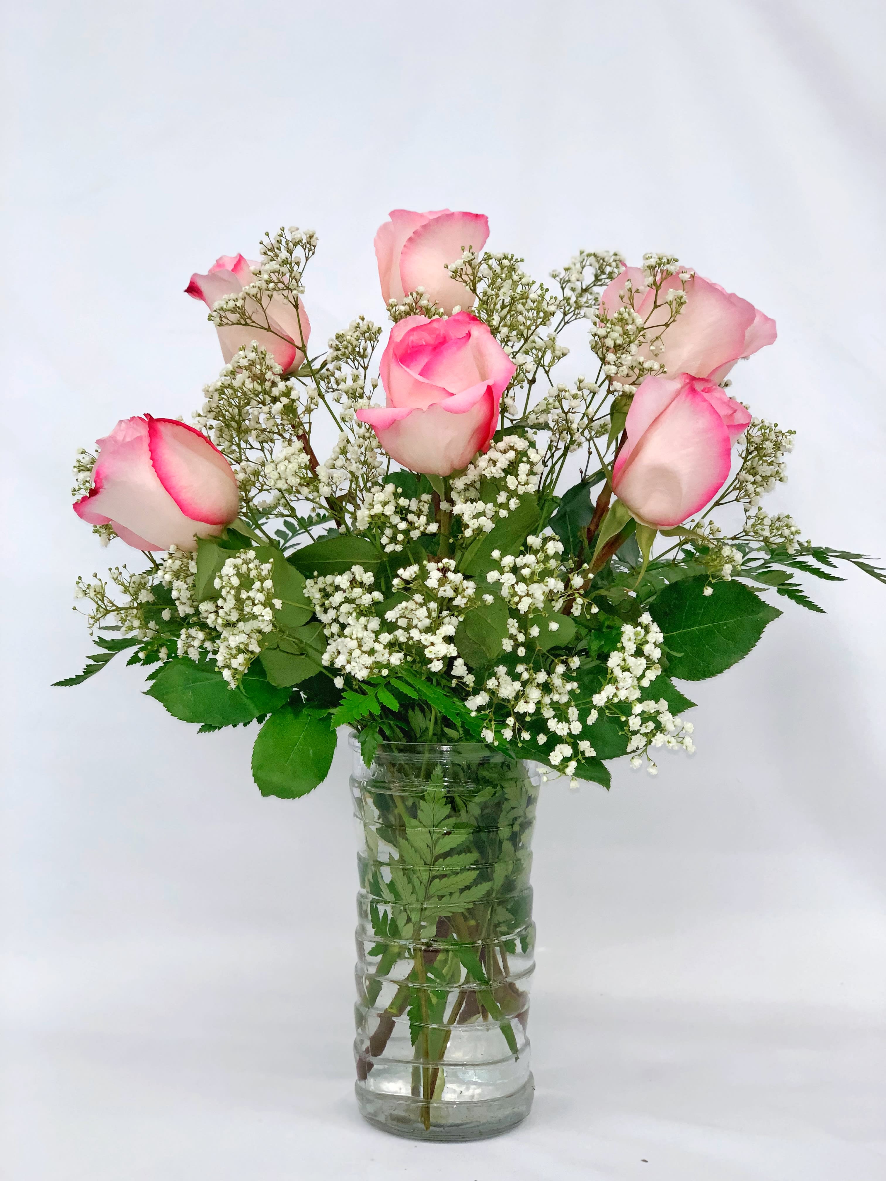 Half Dozen Short Stem Pink Roses By Springdale Florist Garden