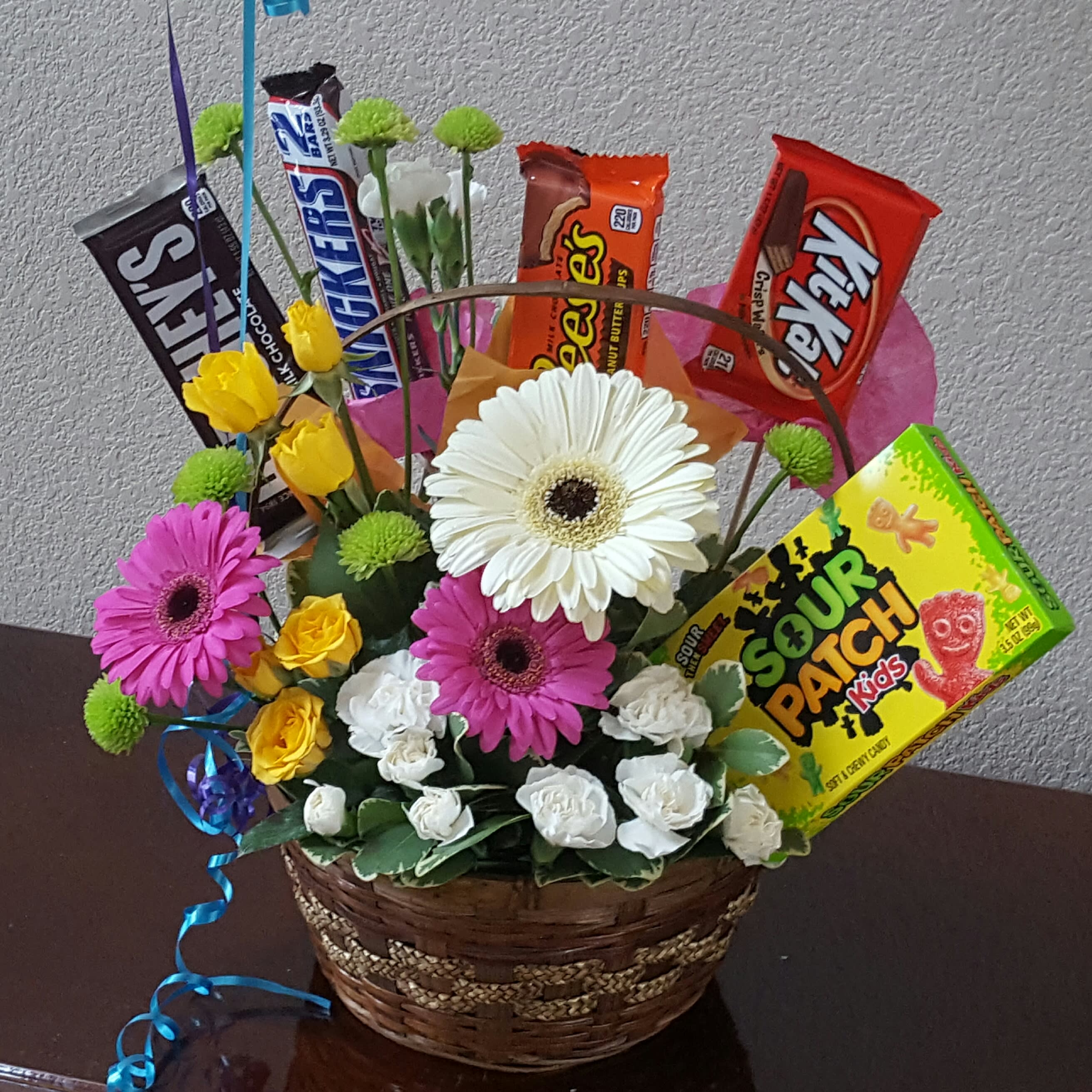 Flower and Candy Basket in Leander, TX Bloom and Leaf