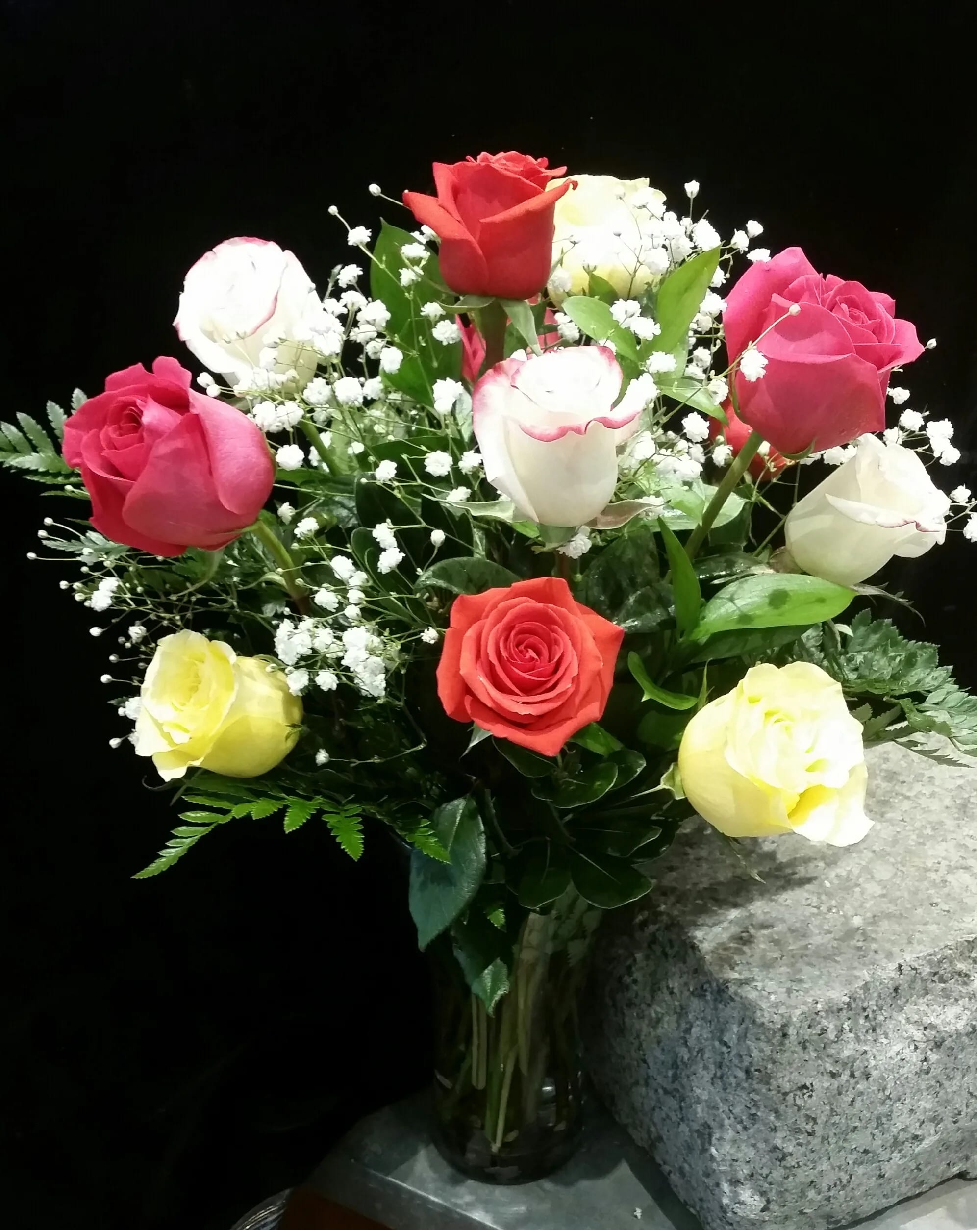 Multi-Color Dozen Roses in Newton, MA | The Crimson Petal Inc.