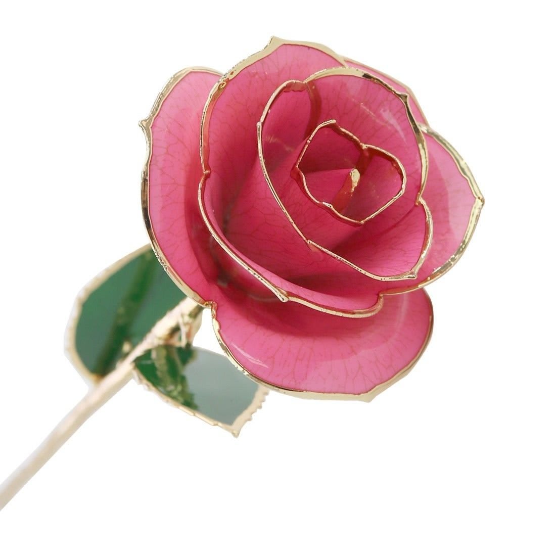 Pink Rose Preserved stem dipped in 24kt gold in Brooklyn, NY