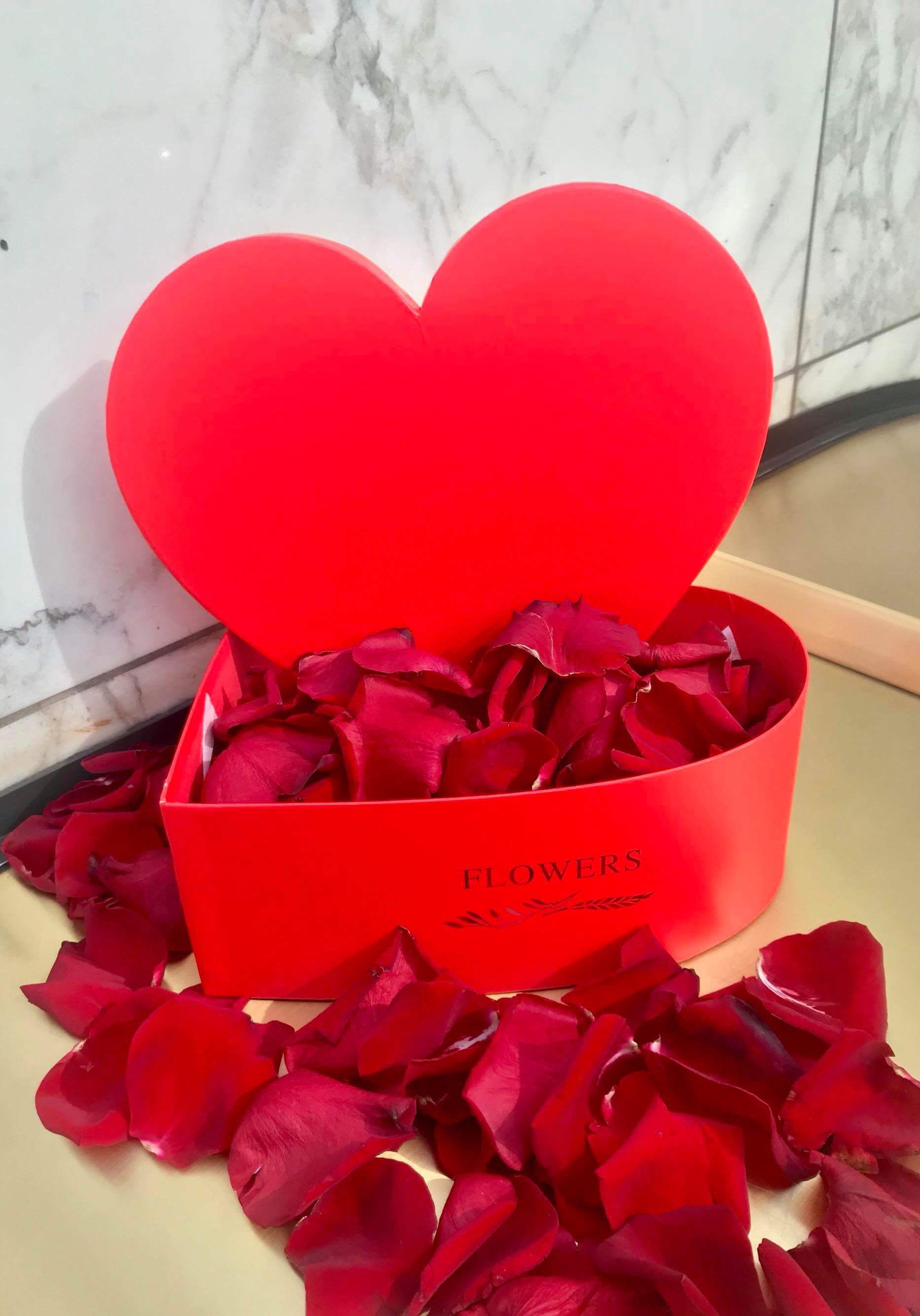 Heart of rose petals in Los Angeles, CA Downtown Flowers