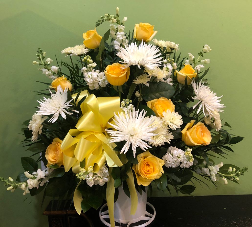 Yellow Funeral Basket in Montchanin, DE Petals Flowers and Fine Gifts