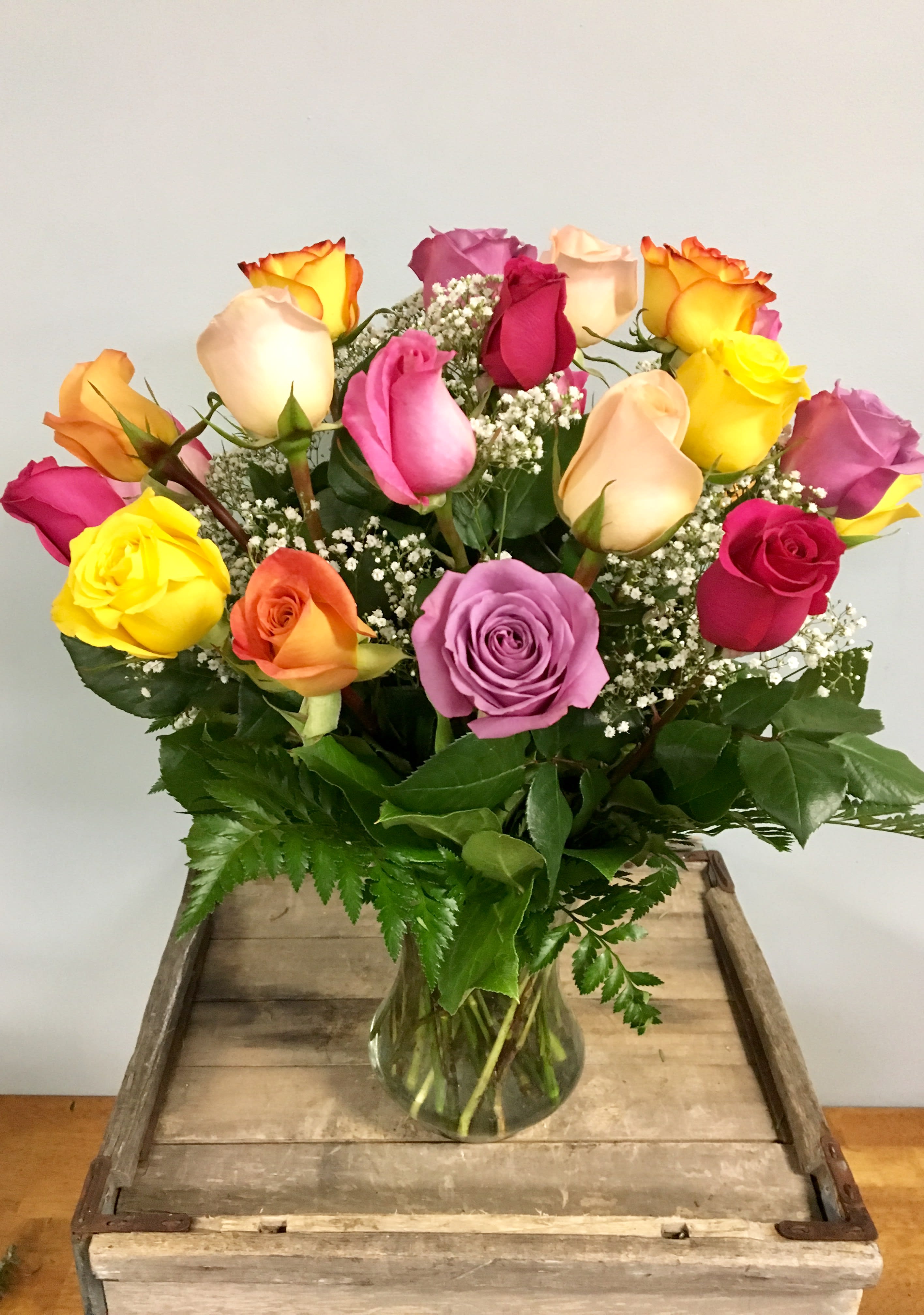 2 Dozen Mixed Roses In Cambridge Ma Coady Florist