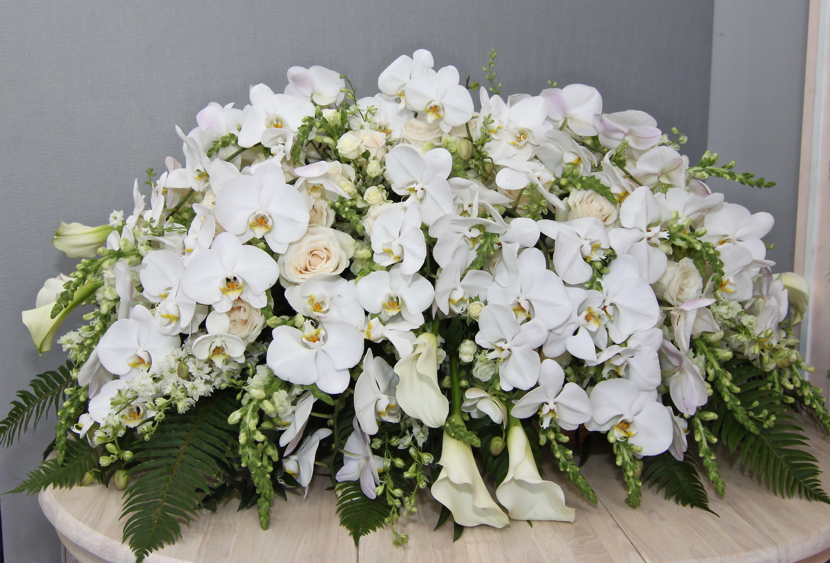 Orchid And Calla Lily Casket My Glendale Florist By Glendale Florist