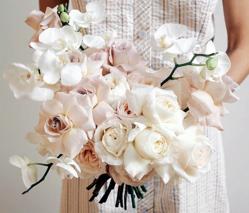 White Roses And Orchids Bouquet