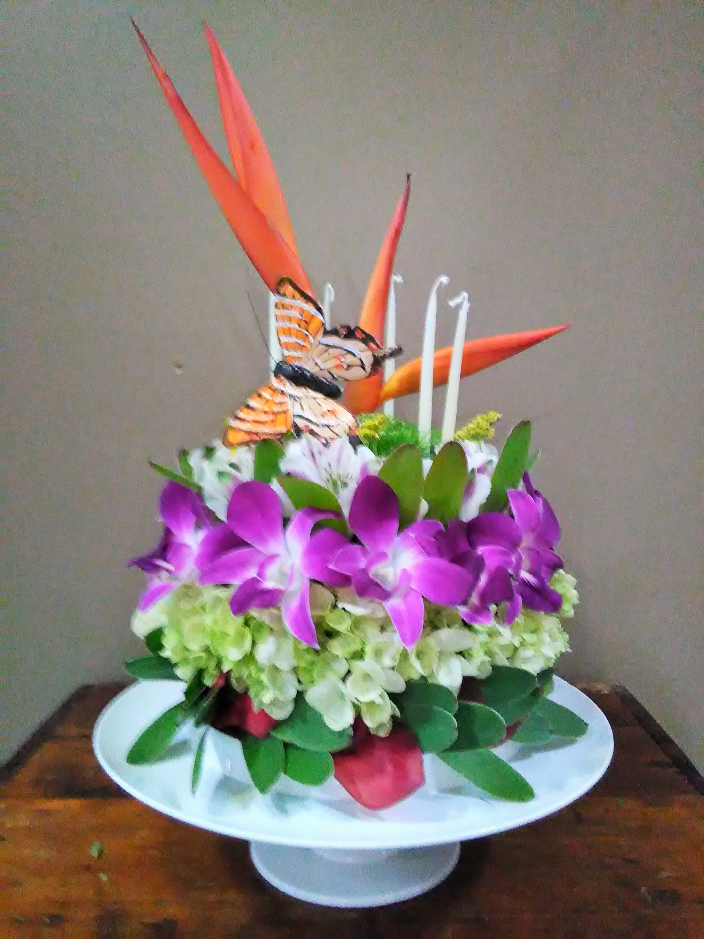 Tropical Birthday Cake With Pedestal And Box In Melbourne Fl