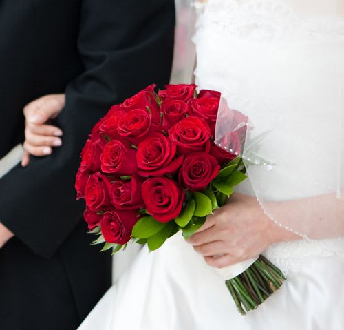 Classic Red Rose Bridal Bouquet & Boutionniere in Studio ...
