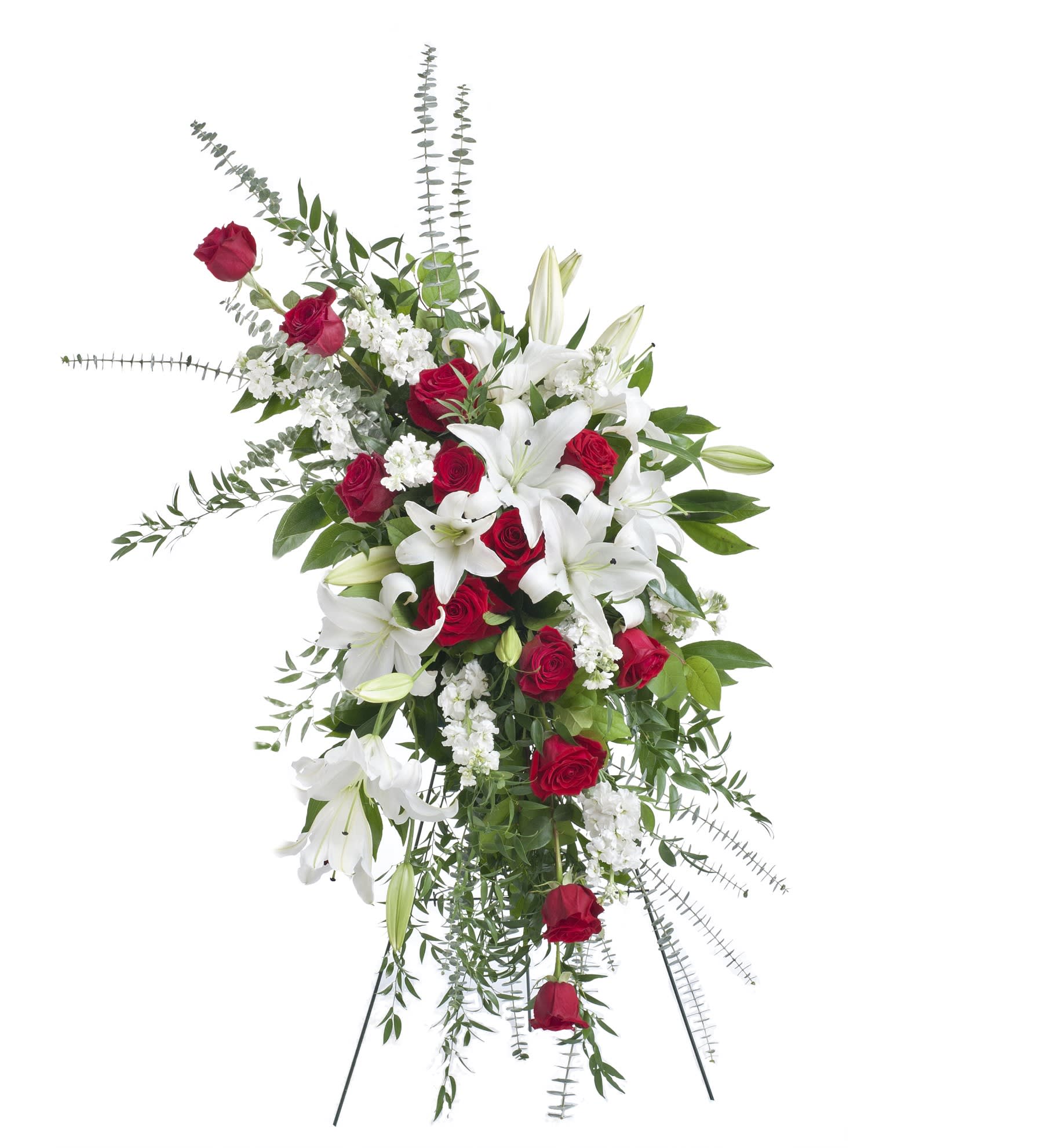 Red And White Standing Funeral Spray In San Diego Ca San