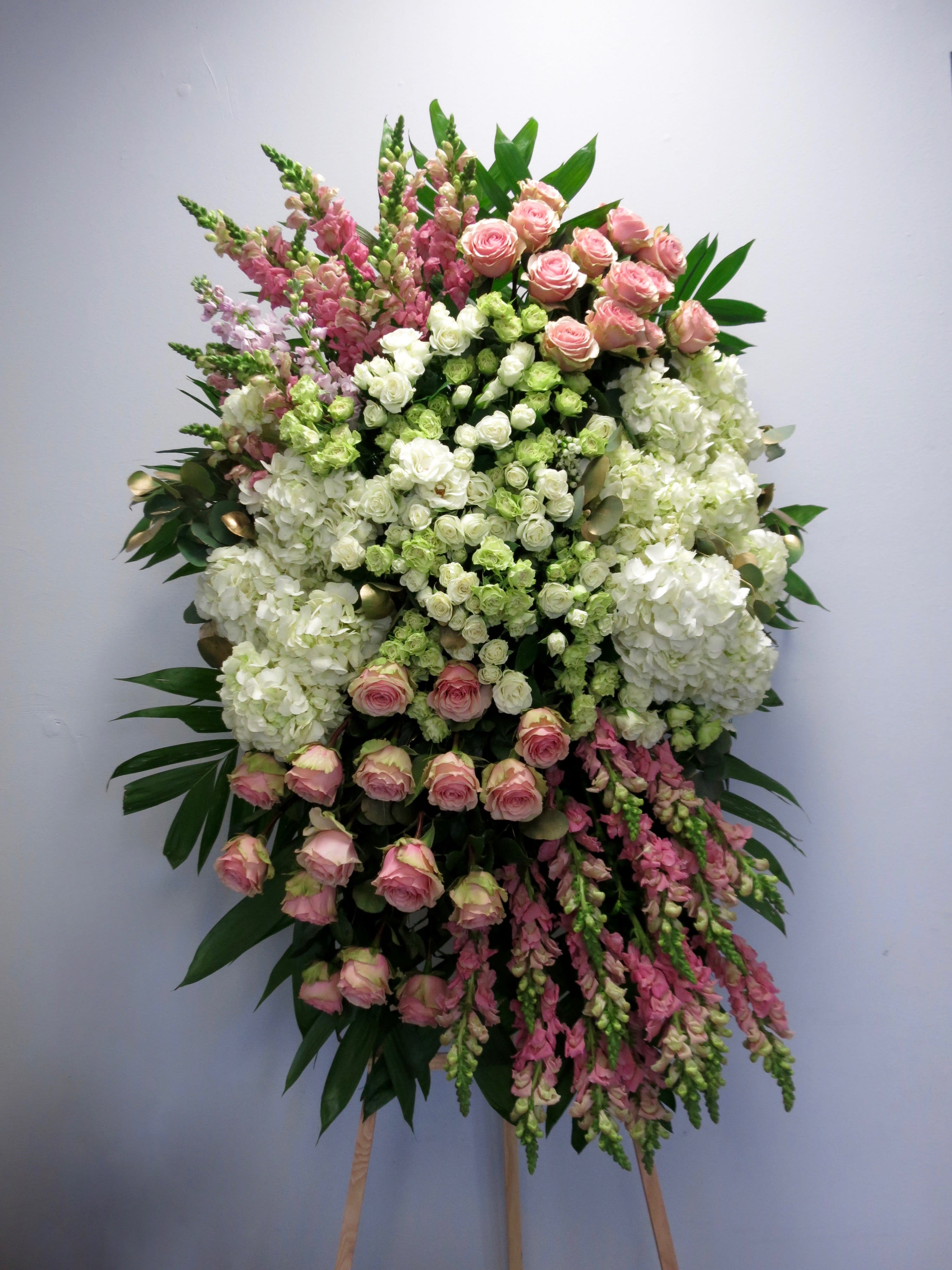 Pink Roses & Hydrangeas Spray- Funeral Service - Glendale ...