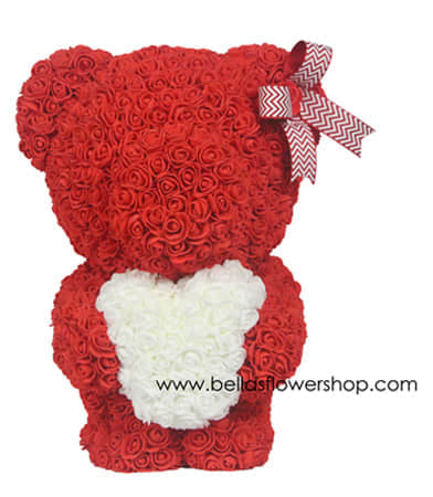 rose teddy bear with heart