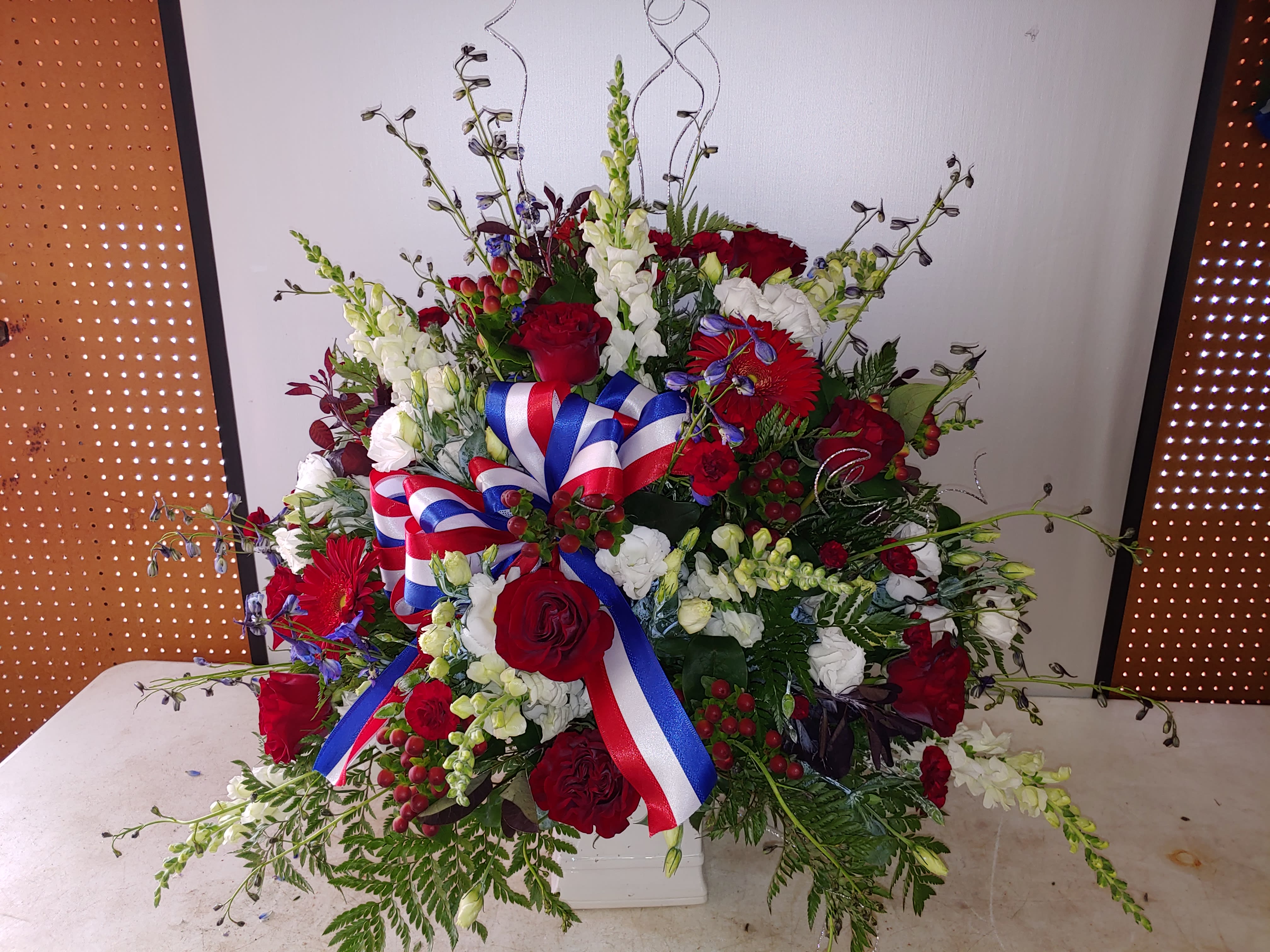 Red White And Blue Sympathy Arrangement In Cincinnati Oh Osterbrock Florist