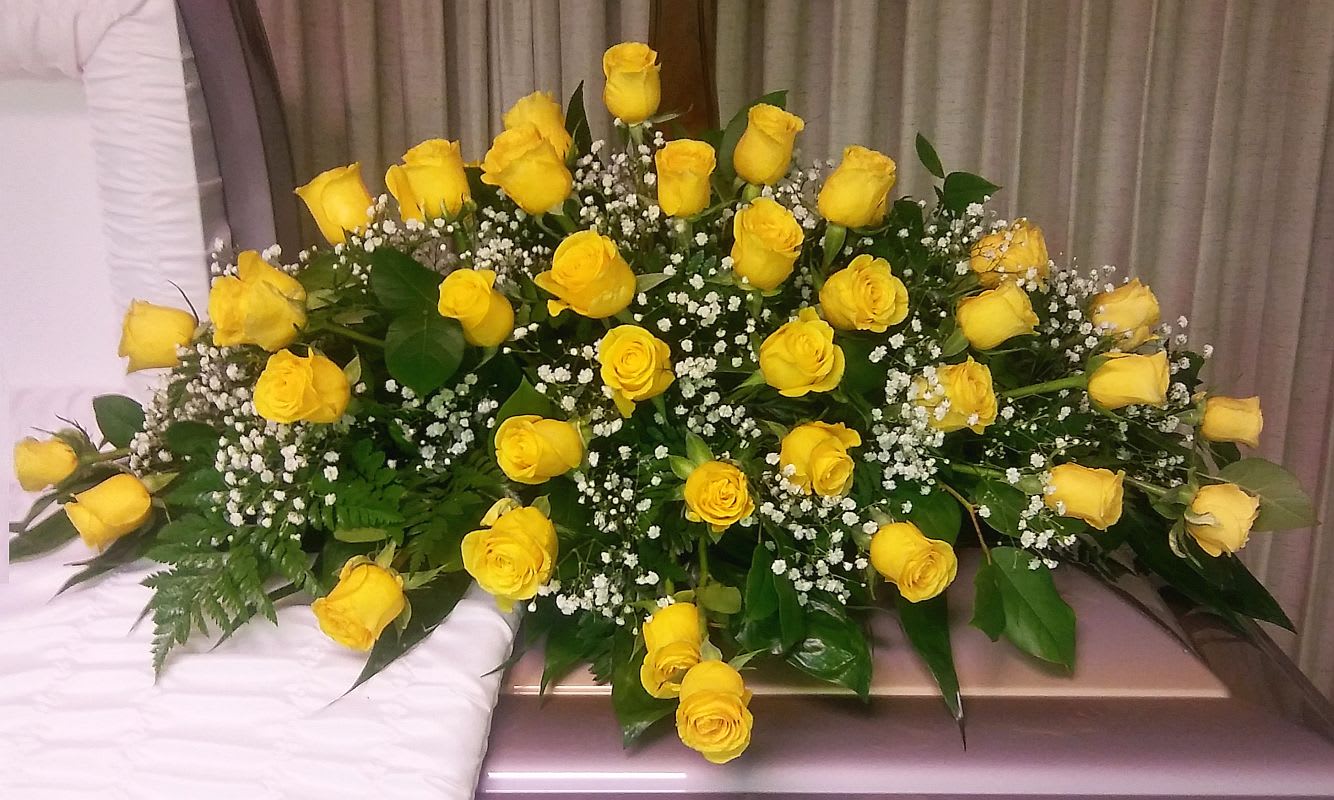 Yellow Rose Casket Spray in Slidell, LA Weathers Flower Market