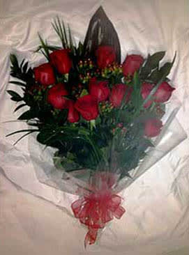 12 Red Roses Long Stem Wrapped Bouquet Available In Different Colors By Seasons Flowers Of South Beach