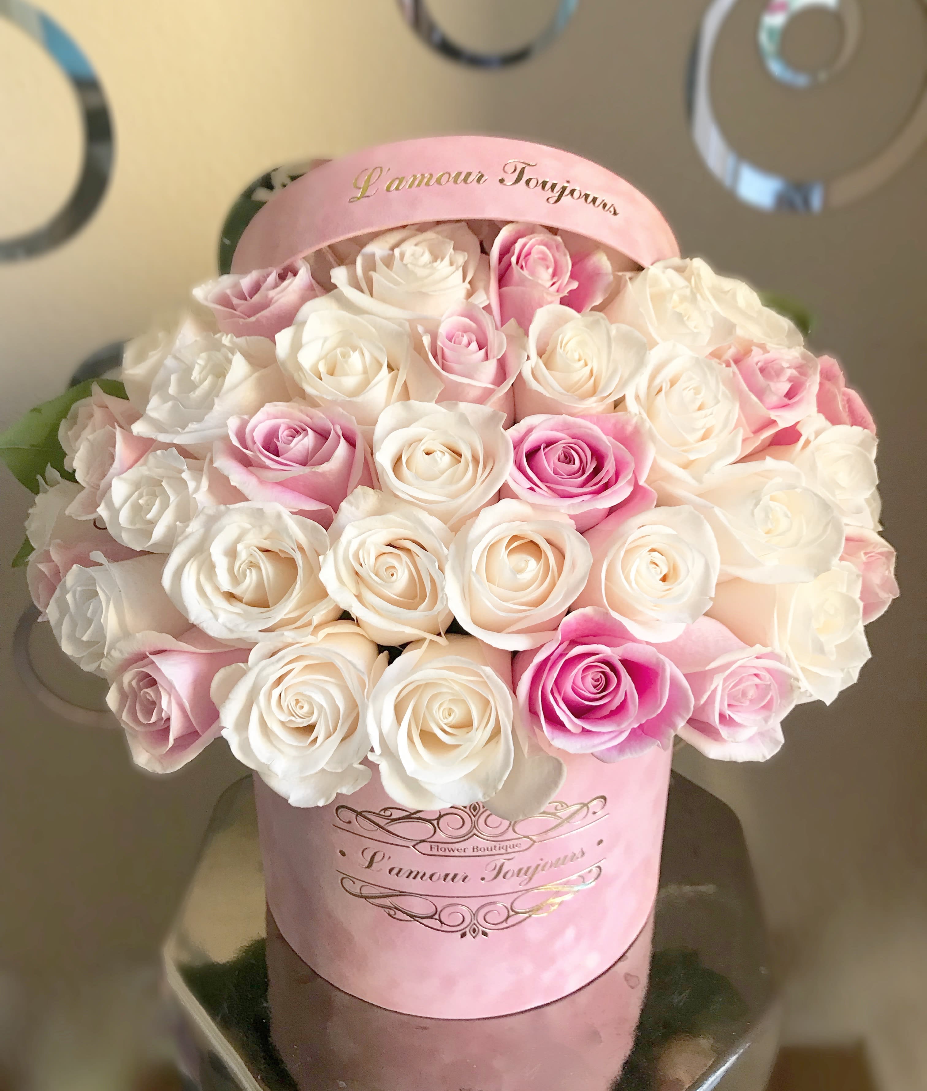 Pink Velvet Signature Box In Newport Beach Ca L Amour Toujours Flower Boutique