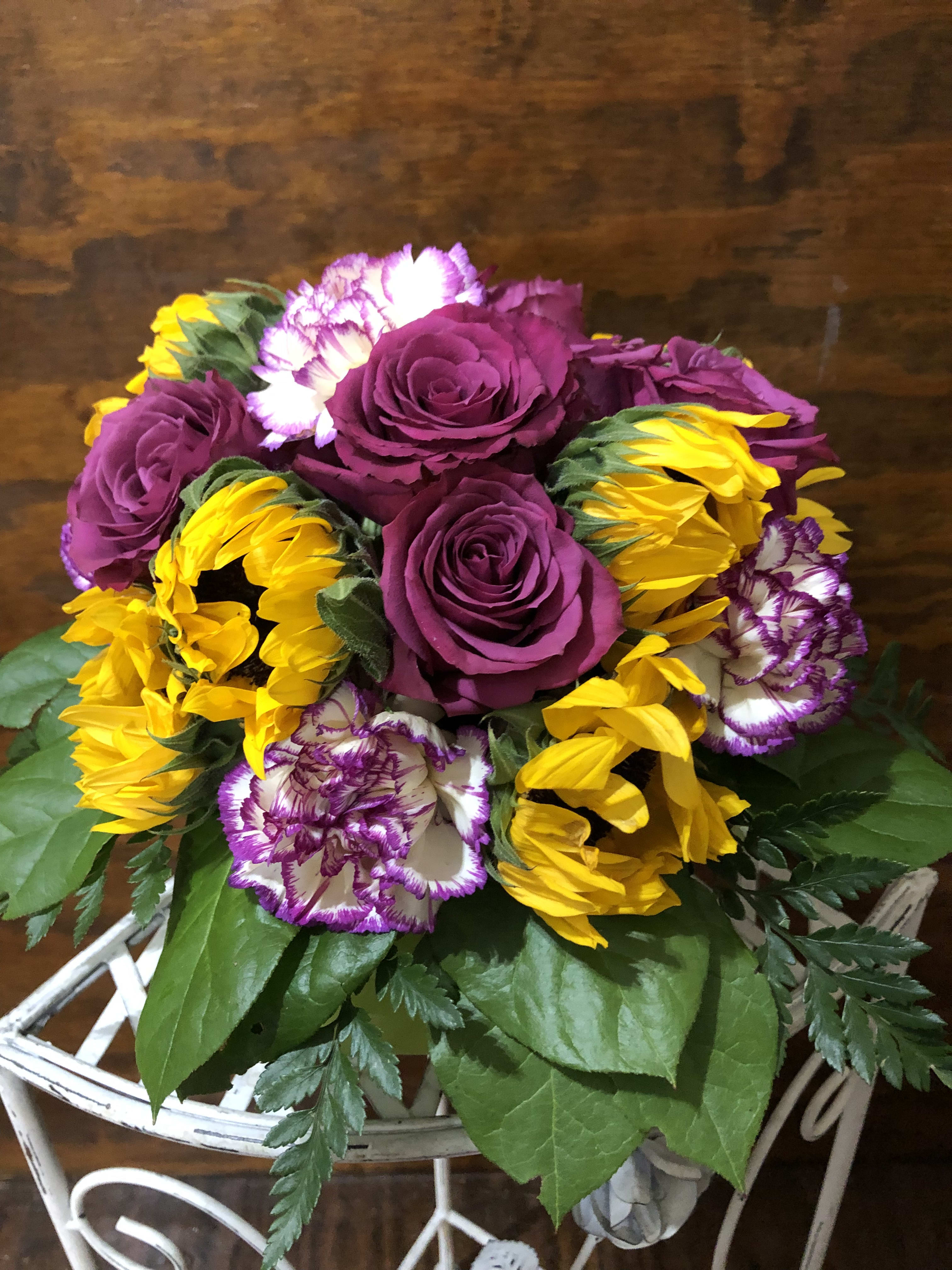Sunflower Dish Vase Floral Arrangement In Philadelphia Pa