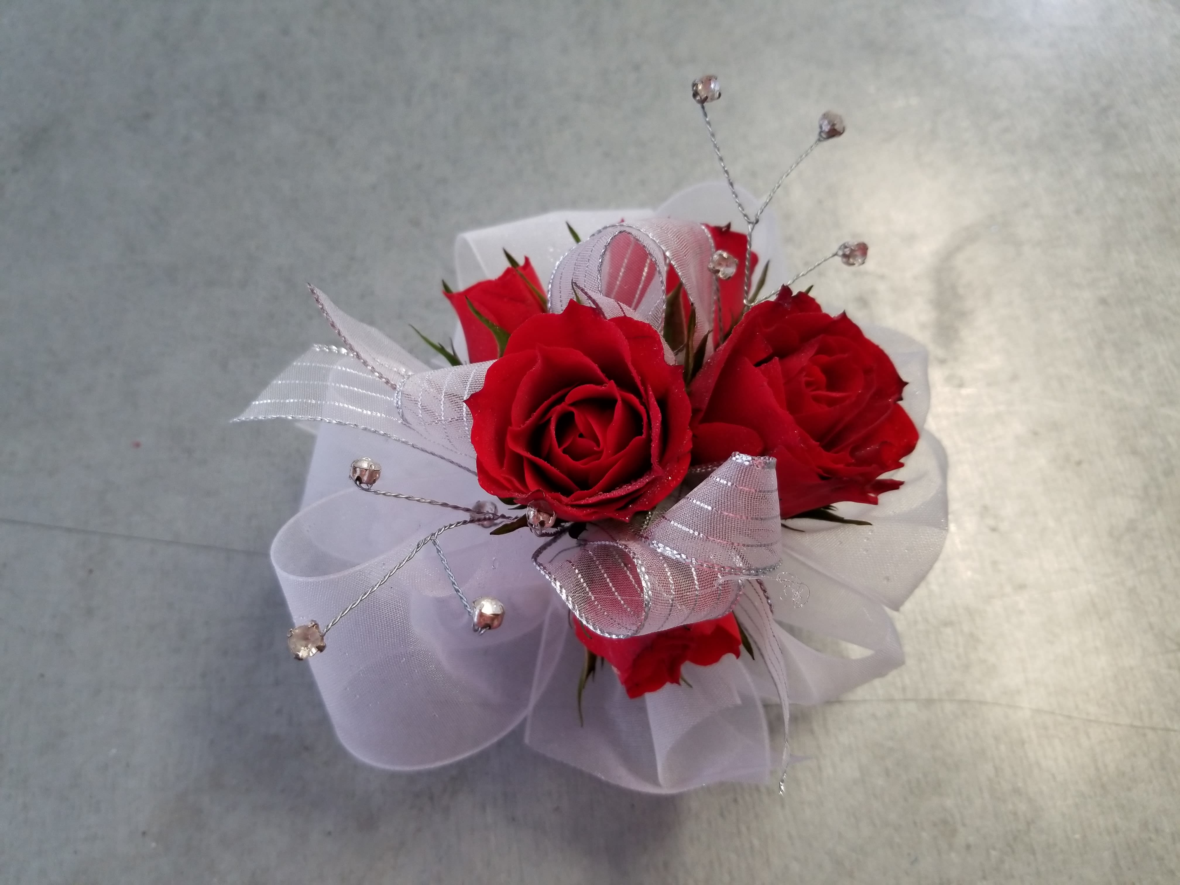 White & Red Corsage in St George, UT | The Flower Market