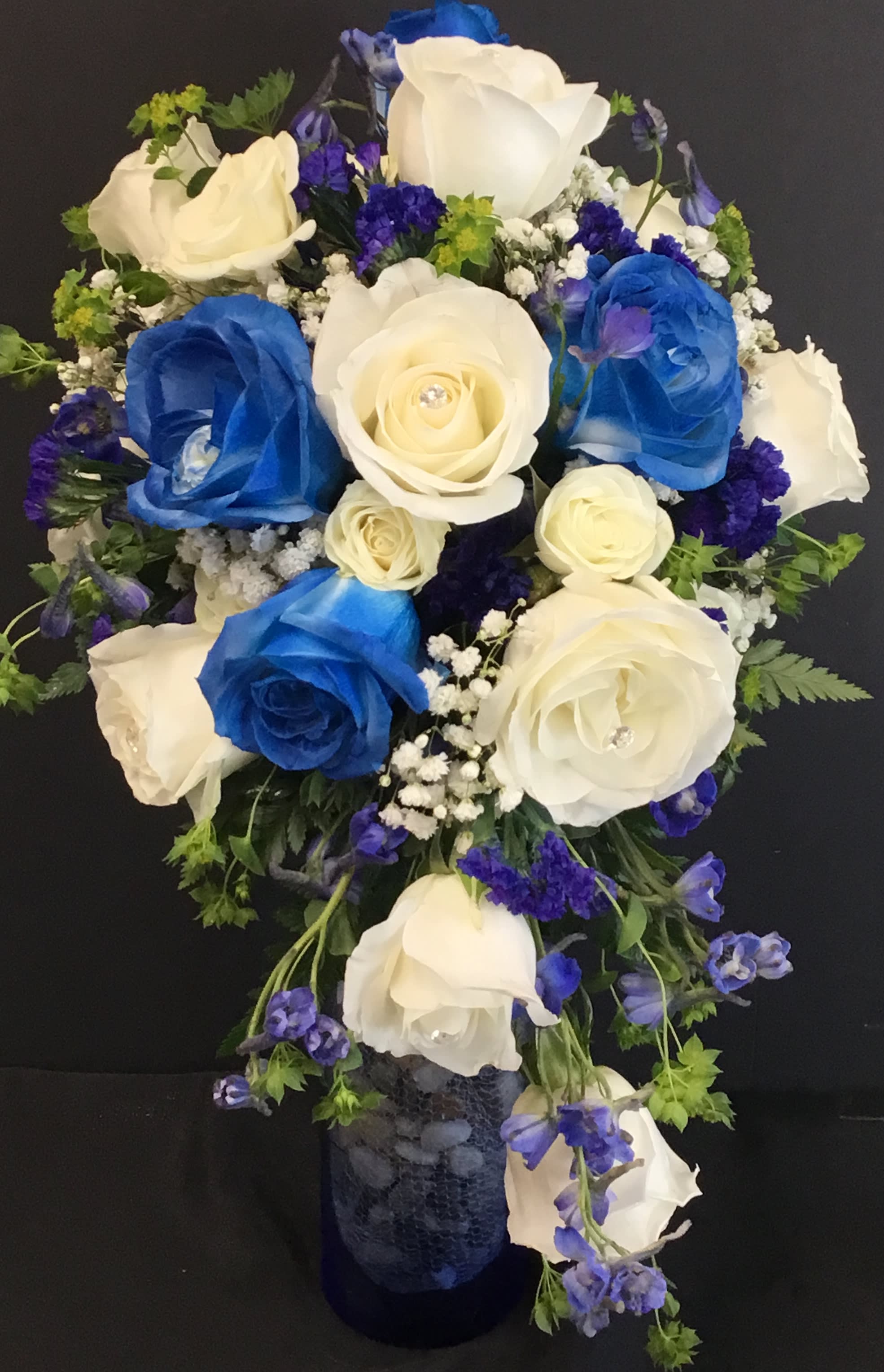 Cascading Blue And White Bridal Bouquet In Albuquerque Nm Duke