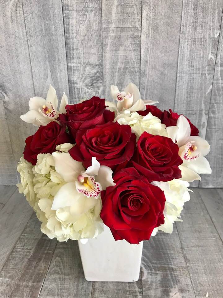 Red Roses And Orchids By Diana S Flowers
