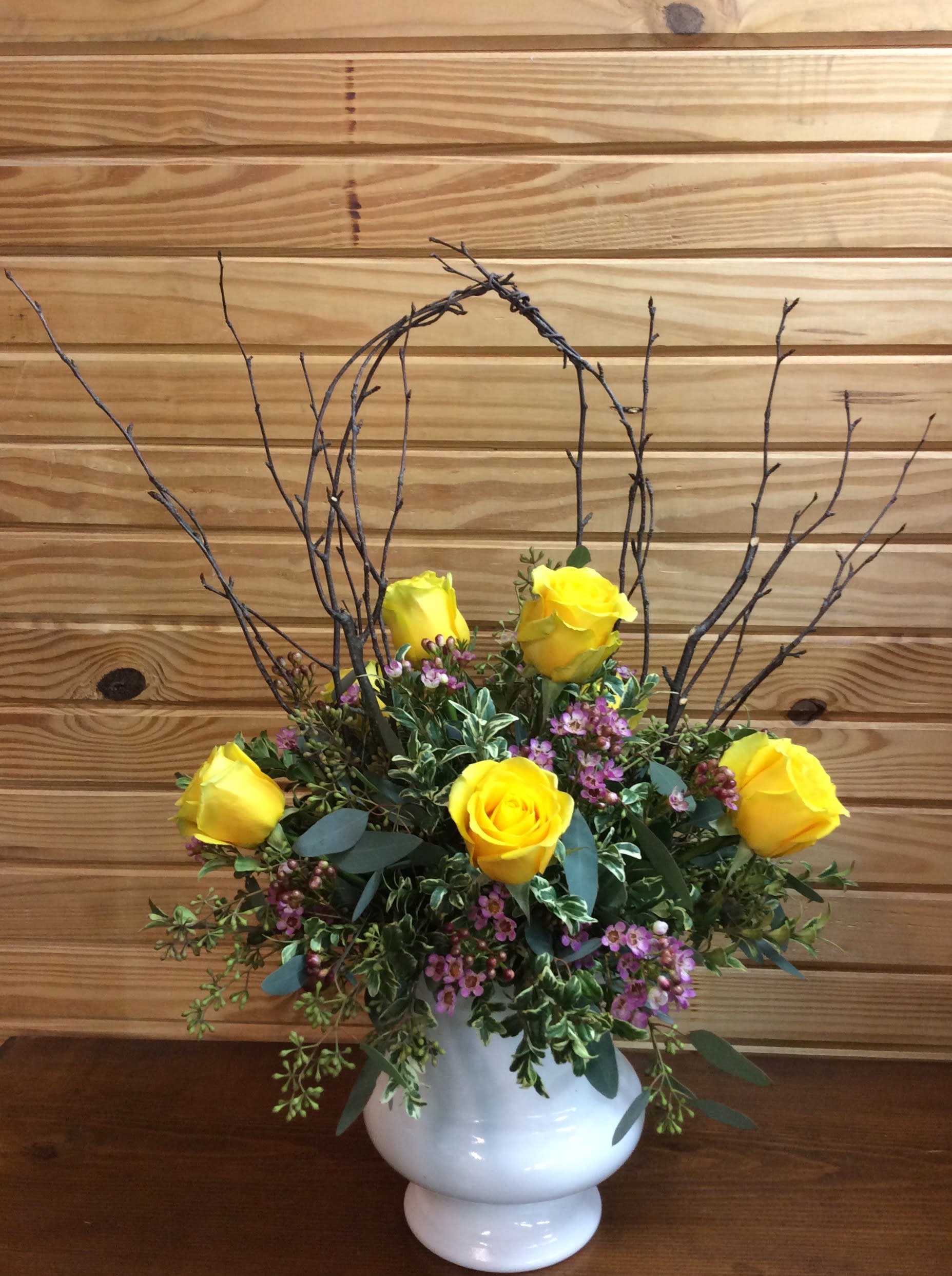 Sympathy Urn with Yellow Rose in Camdenton, MO Janine's Flowers