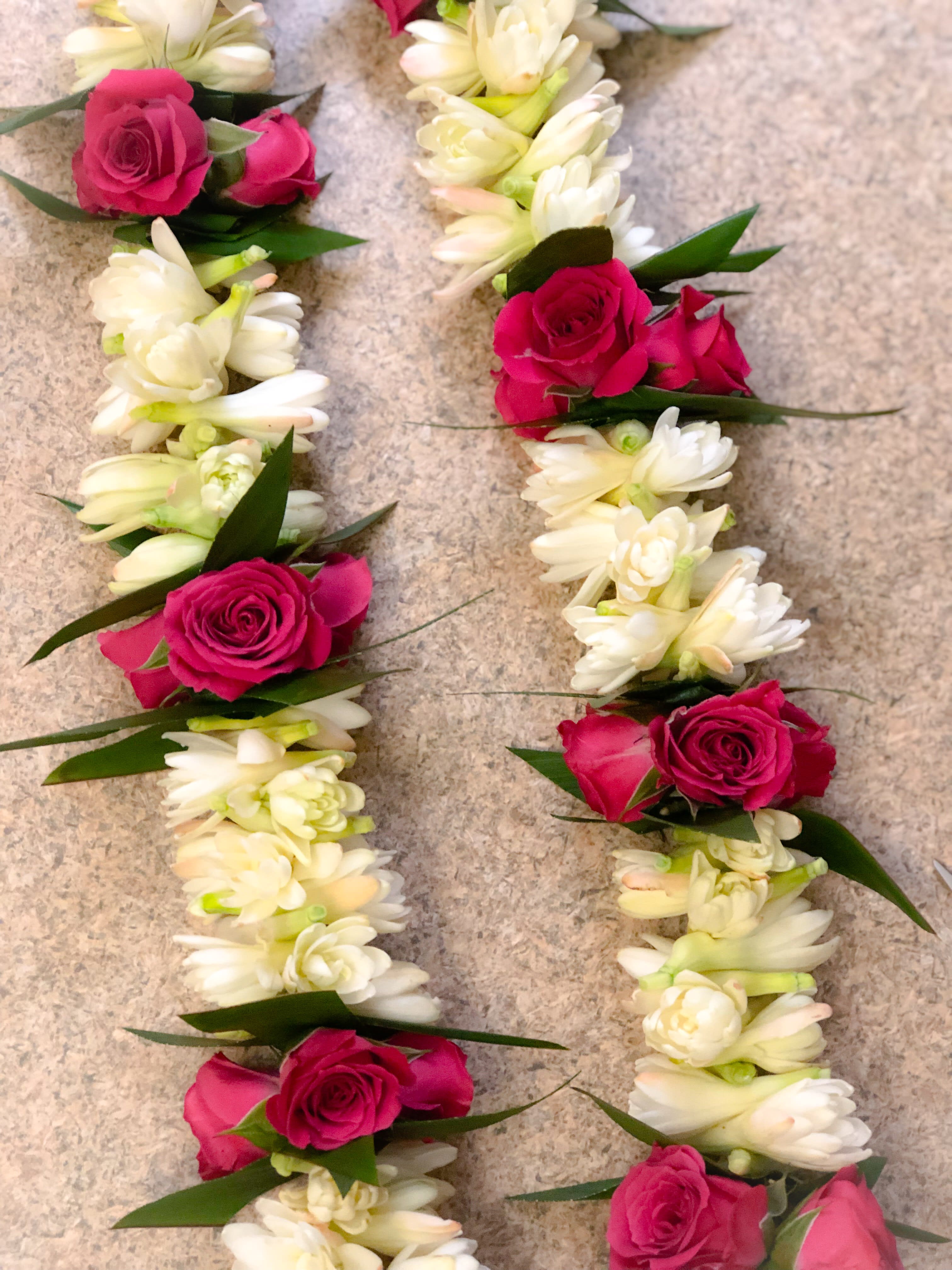 Double Tuberose lei with Ti Leaf and Spray Roses in Torrance, CA
