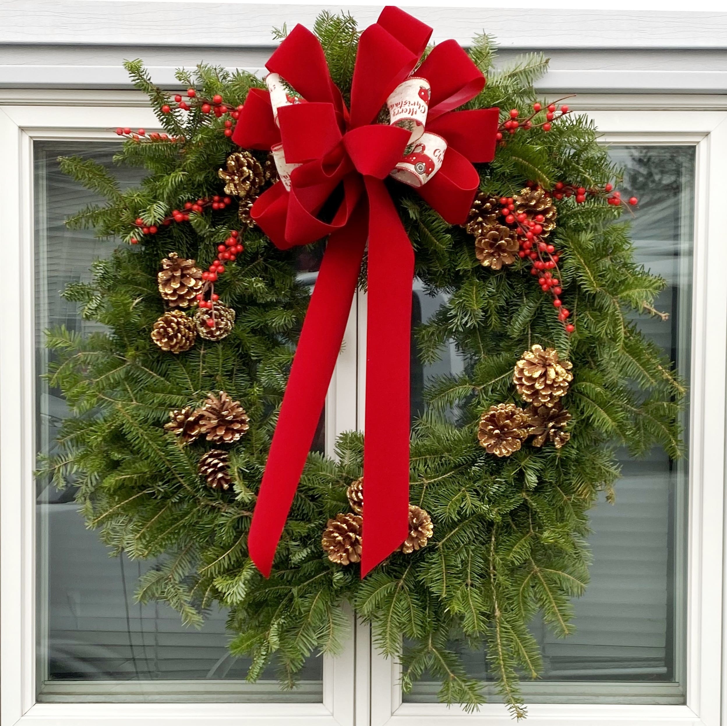 Custom 24" Christmas Wreath in Peabody, MA | Evans Flowers