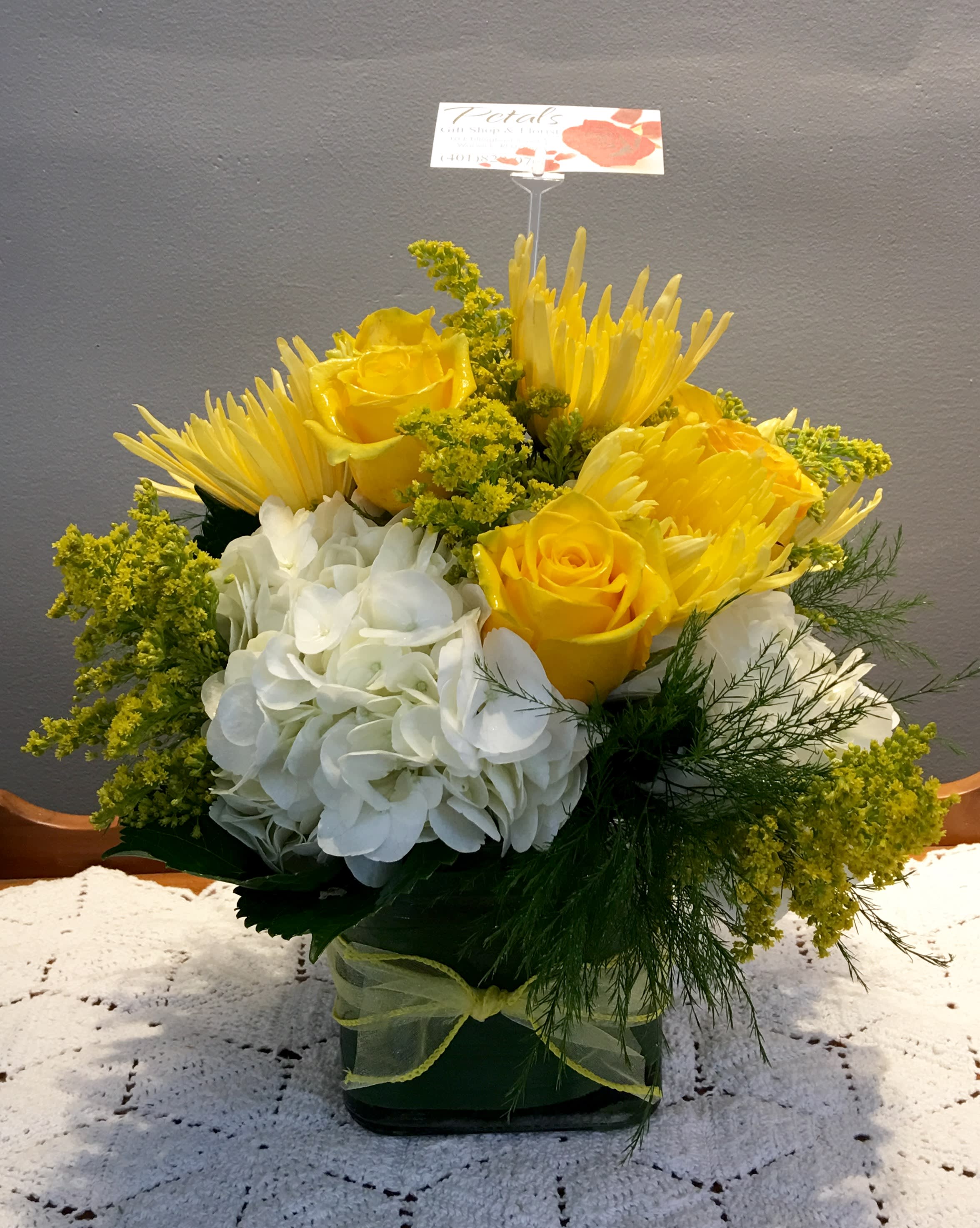 Sunshine Cube Arrangement in Warwick, RI Petals Florist & Gift Shop