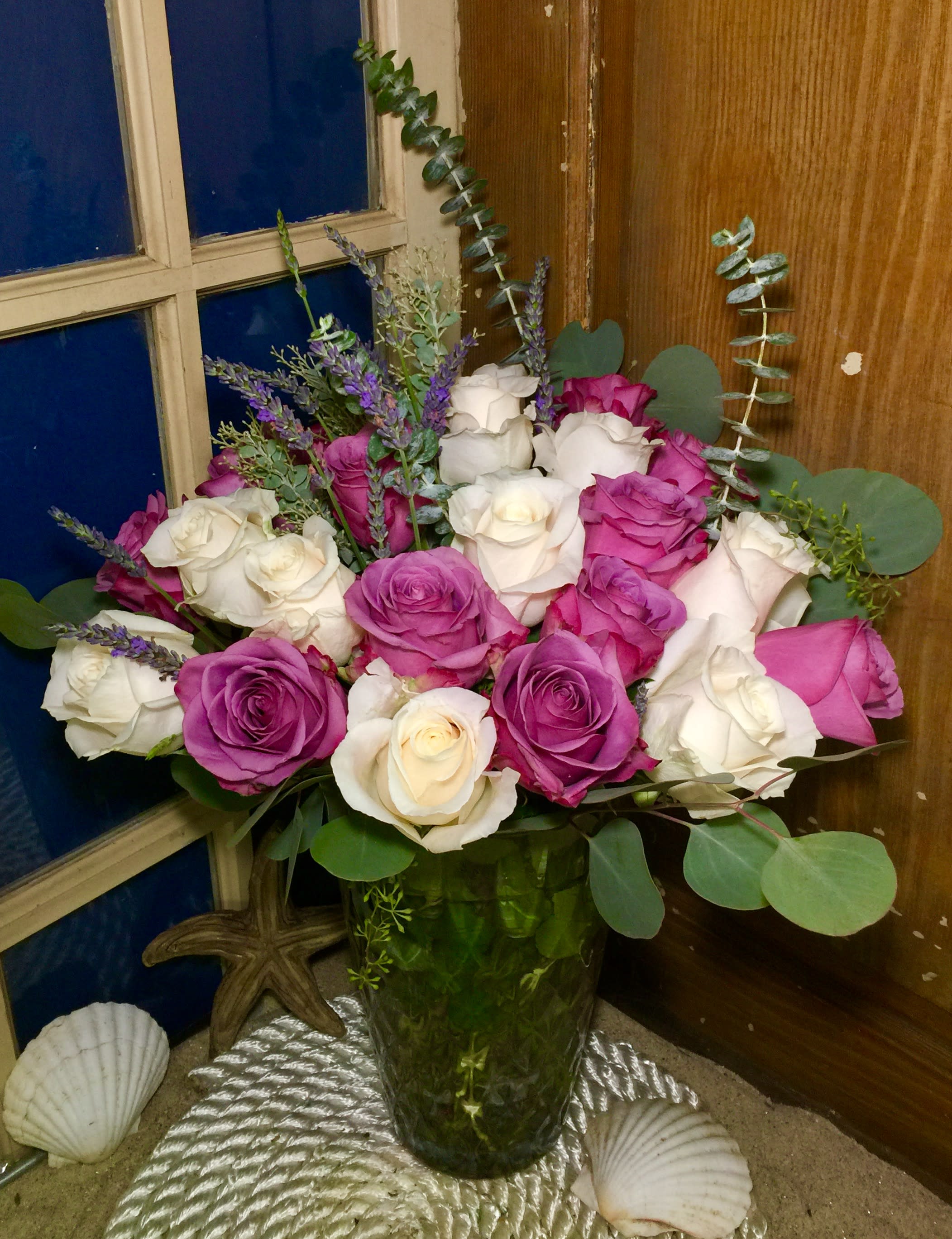 Two Dozen Lavender and Cream roses in Ipswich, MA Ipswich Hearts 'N