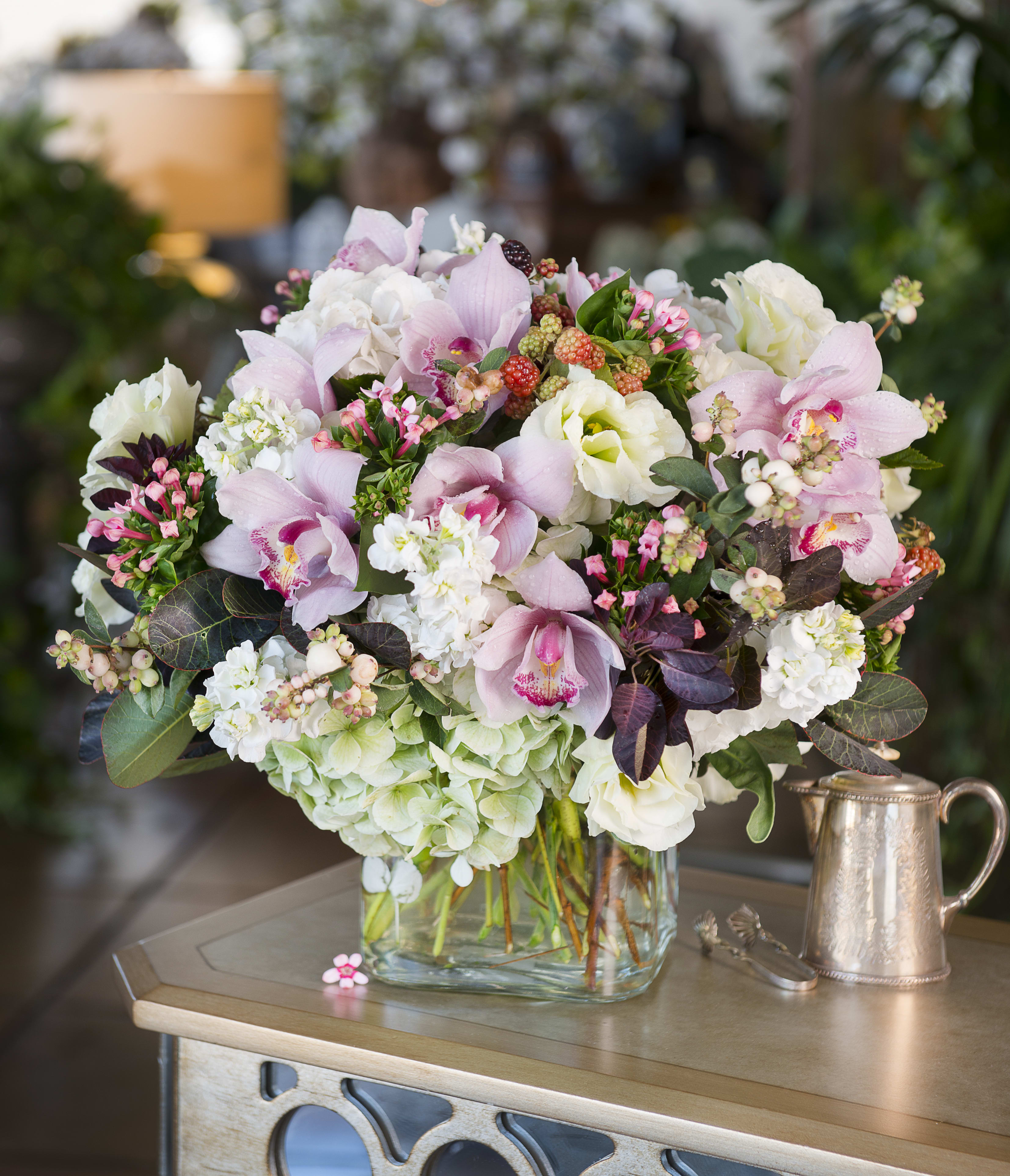 Queen for a Day Cymbidium Orchid & Hydrangea Bouquet in ...