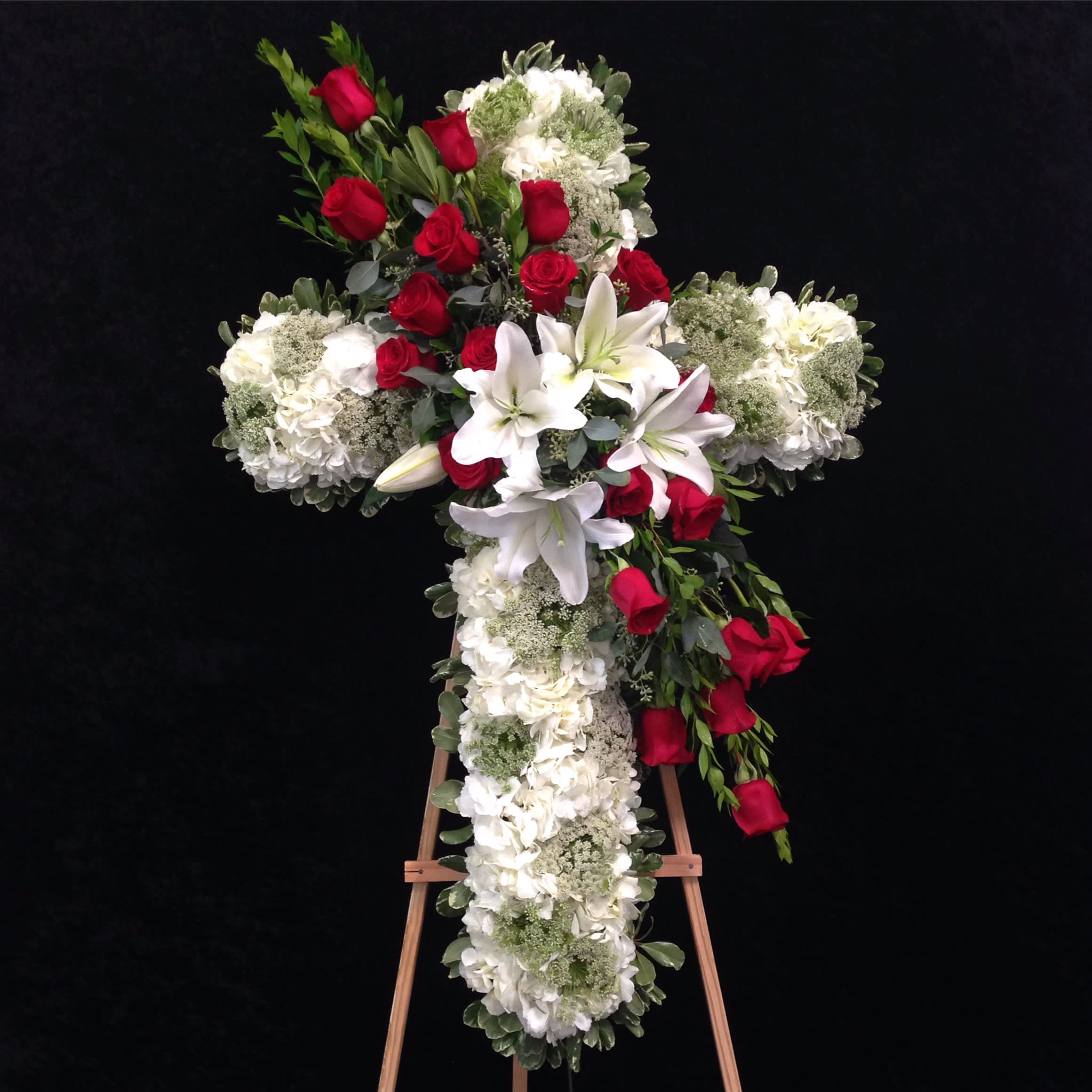 Celebration of Life Cross in Santa Fe Springs, CA Le Fleur Floral Couture