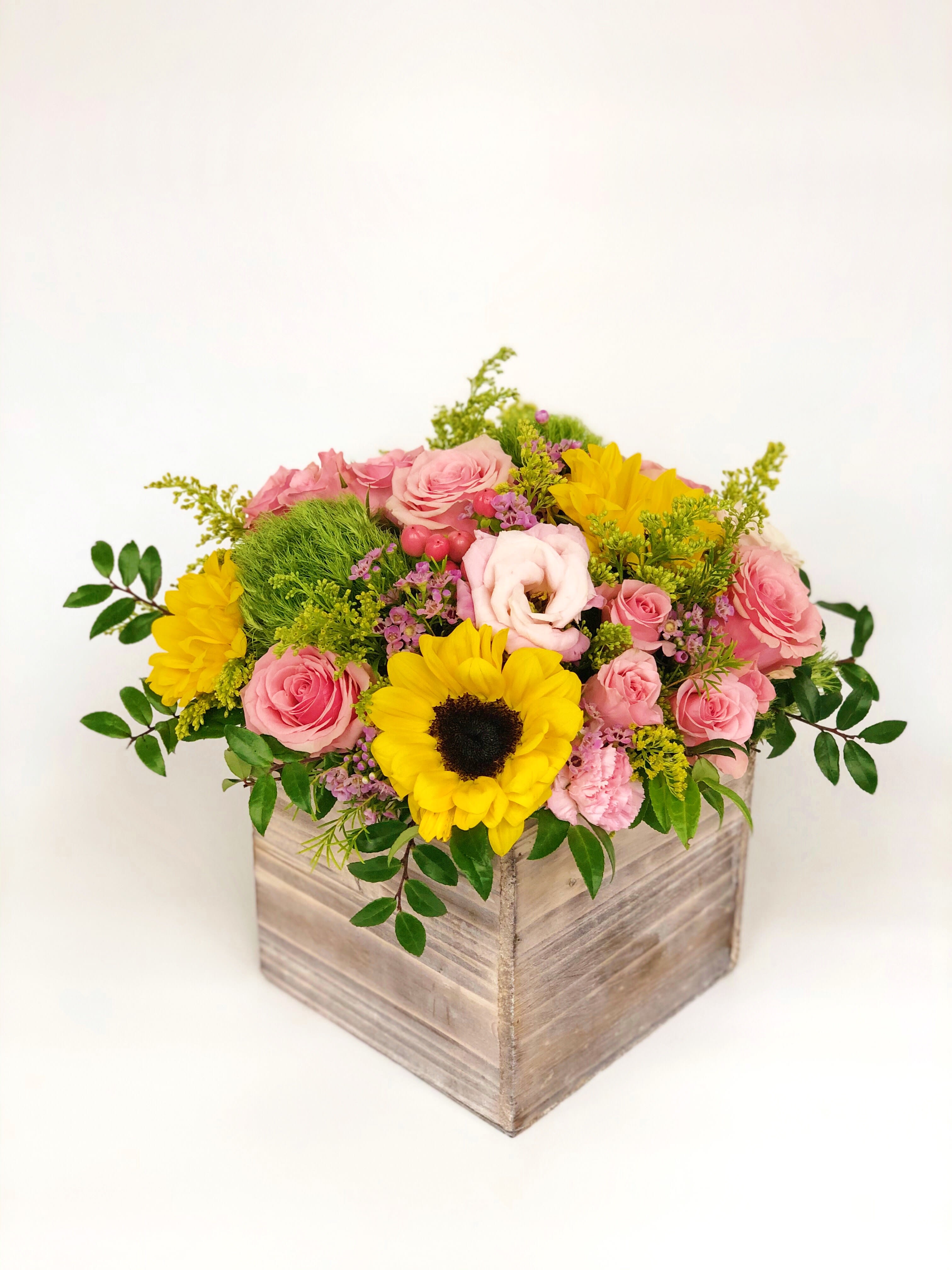 #24 - Wood box arrangement Bright large in Hallandale Beach, FL | K&K Flowers