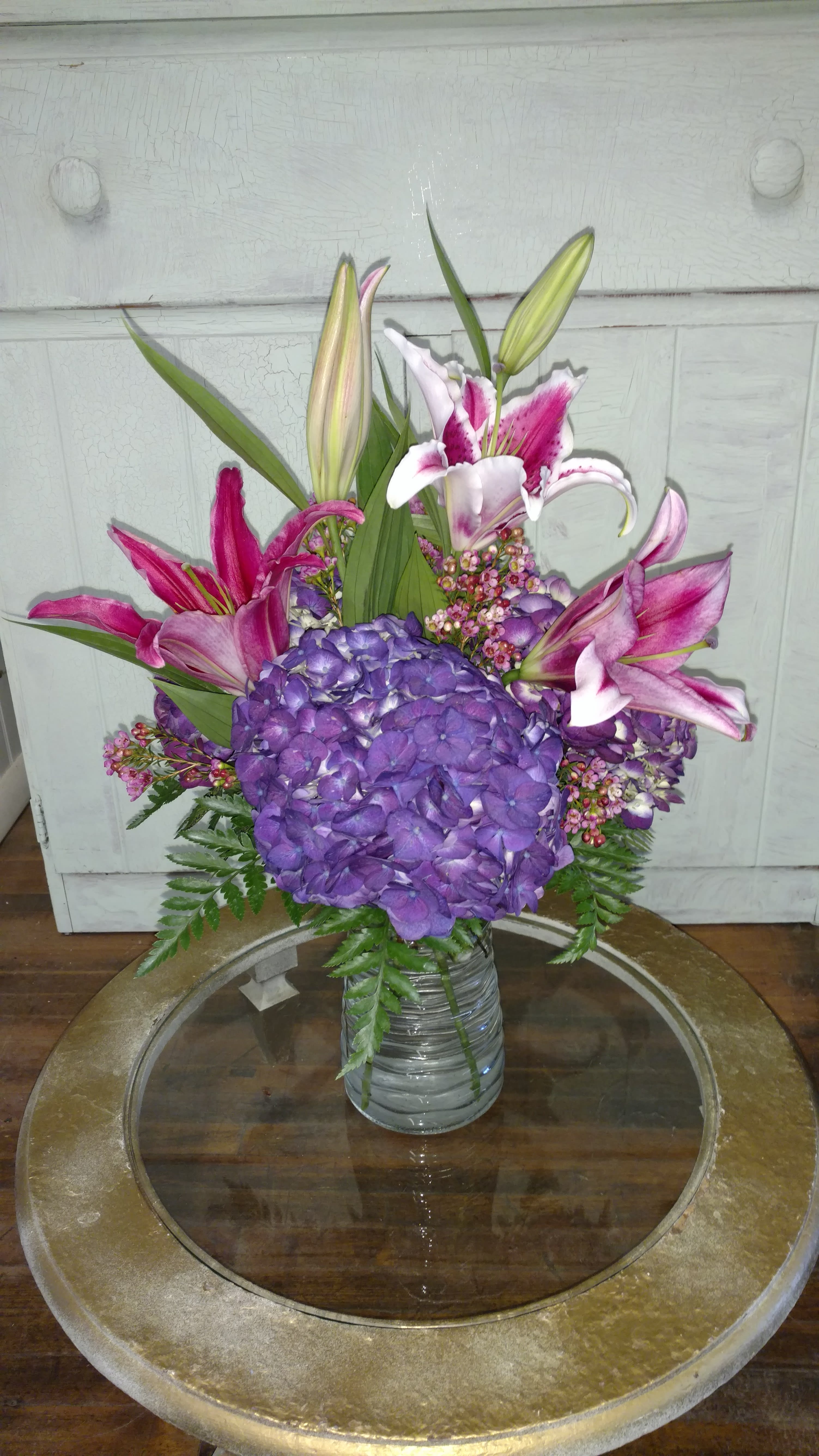 Lovely Lilies and Happy Hydrangeas Arrangement in Cambridge, OH An
