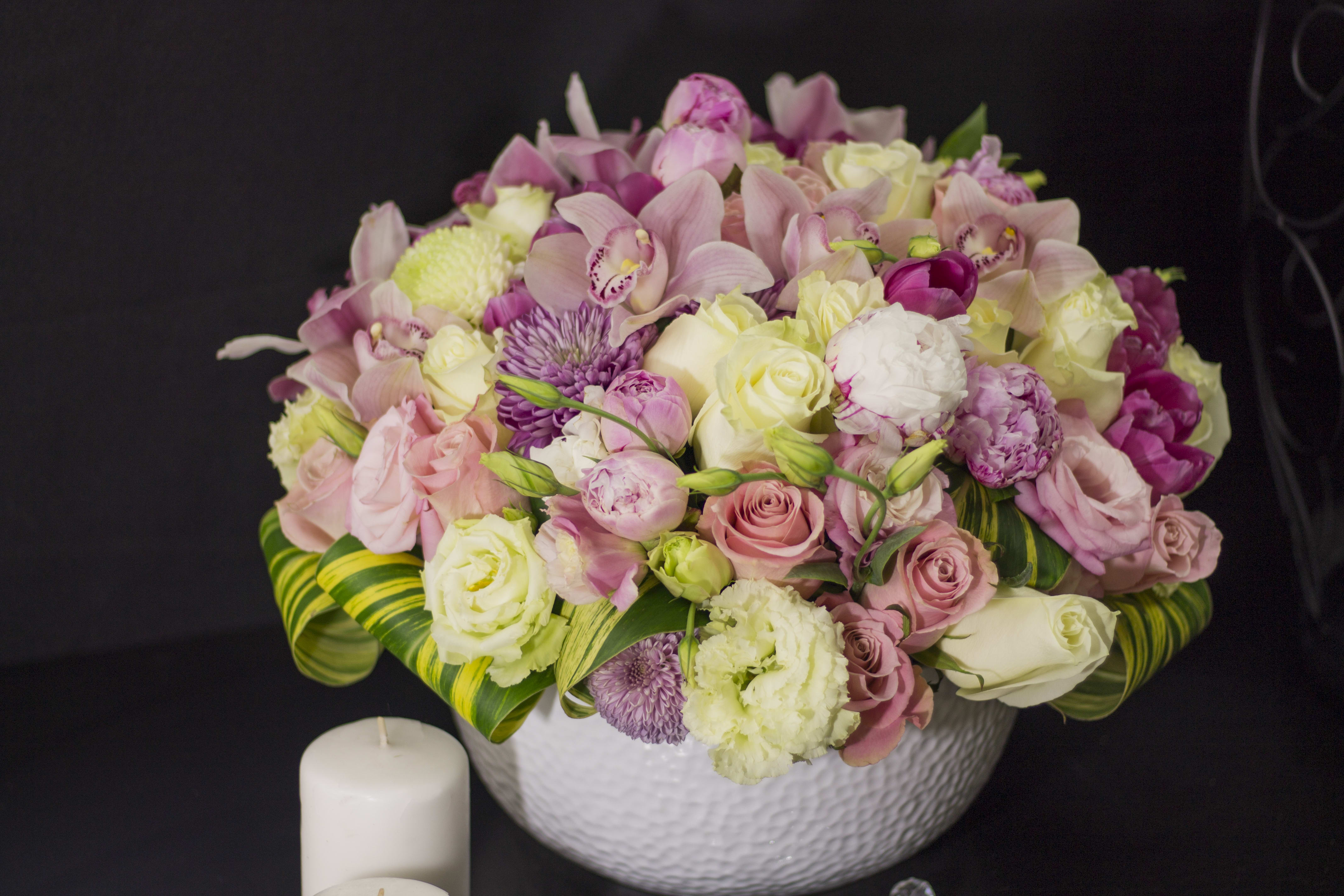 Luxurious Arrangement With Peonies Orchids Roses And Mix Flowers